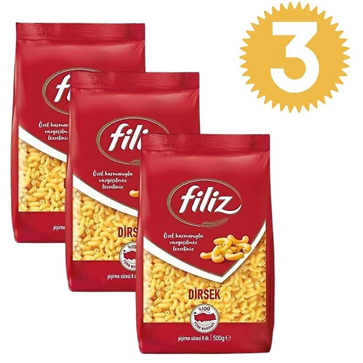 Filiz Dirsek Makarna 500gr x3 adet