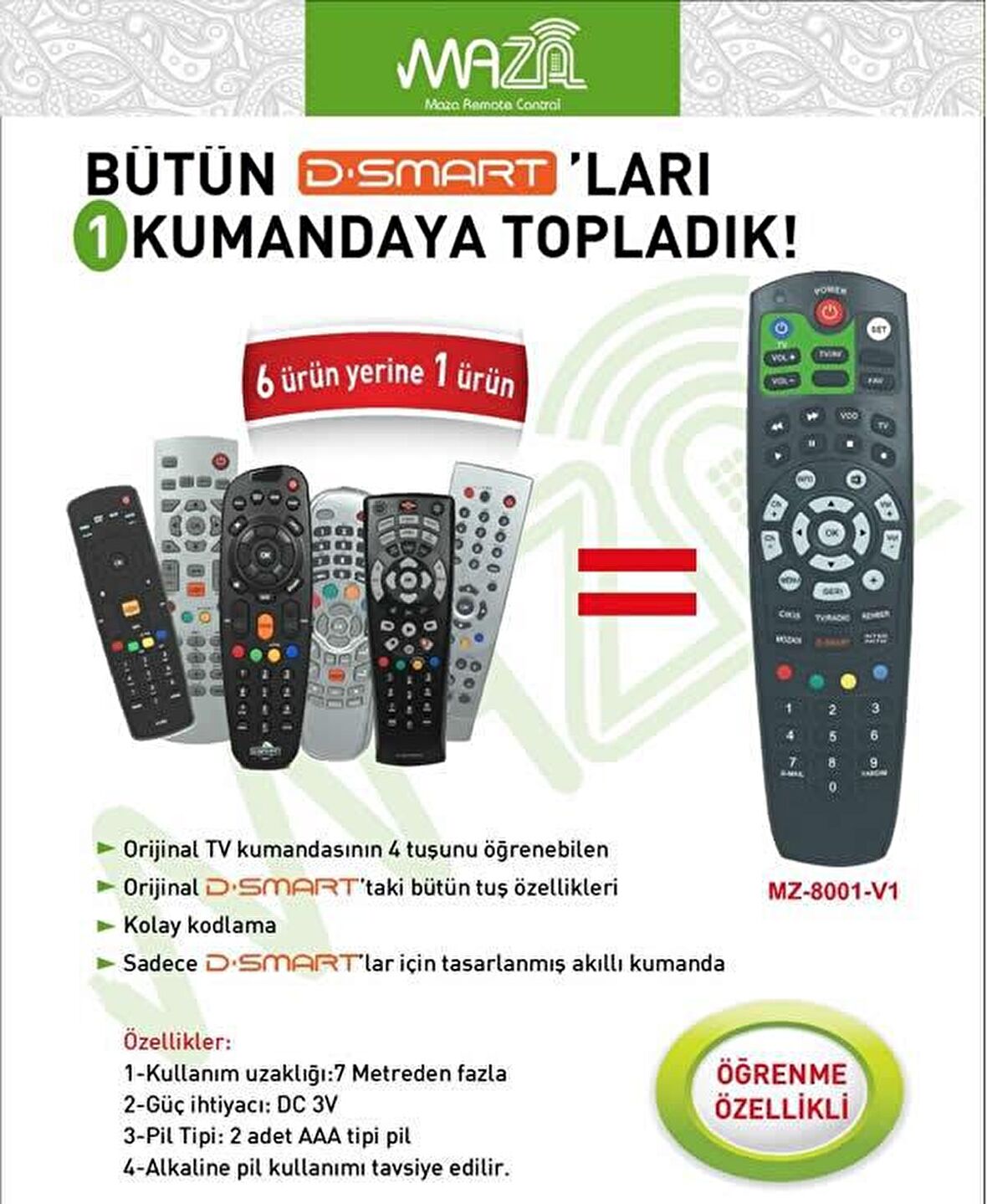 MAZA D-SMART+TV AKILLI KUMANDA