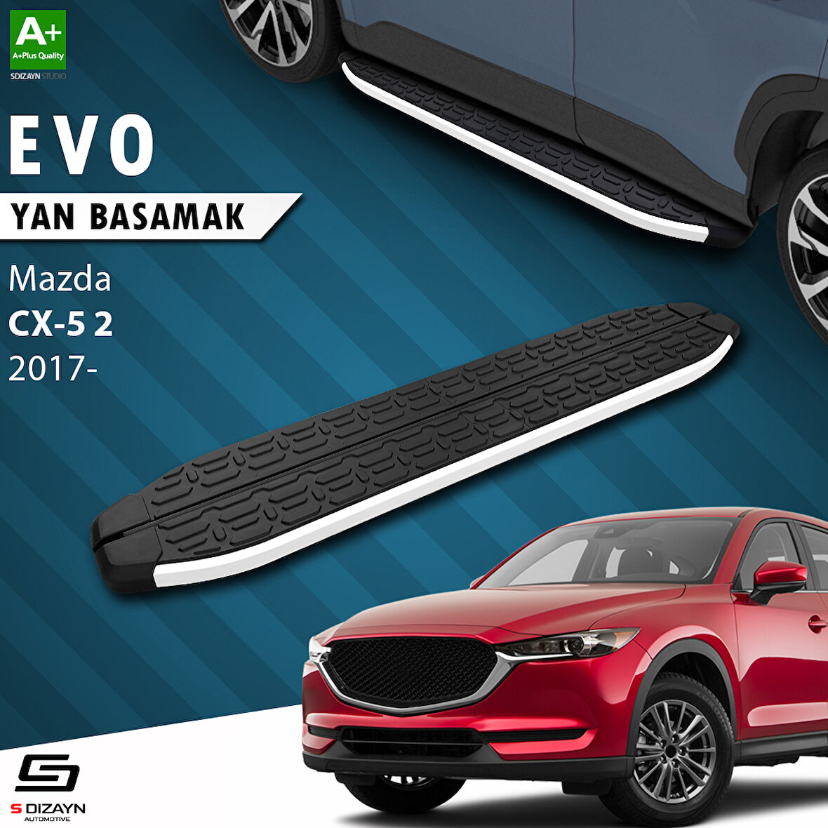 S-Dizayn Mazda CX-5 2 Evo Aluminyum Yan Basamak 183 Cm 2017 Üzeri A+ Kalite