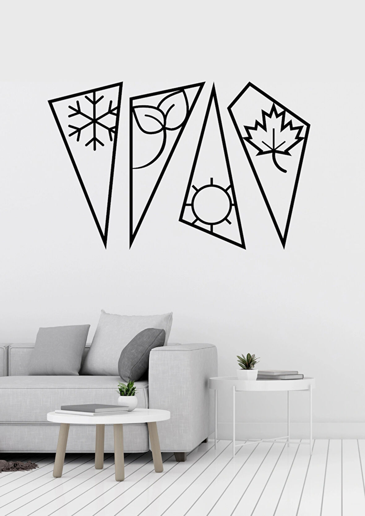 Dört Mevsim Temalı Dekoratif Metal Duvar Süsü