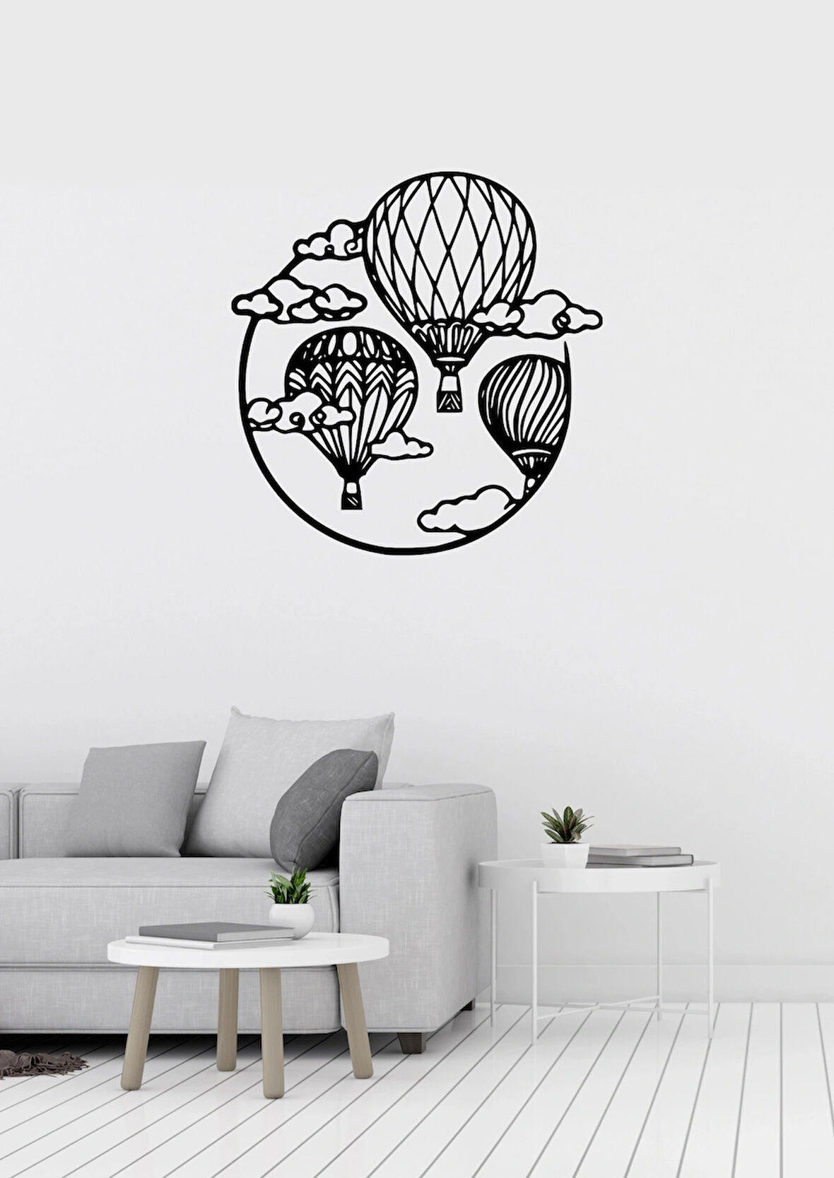 Uçan Balonlar Figürlü Metal Duvar Süsü