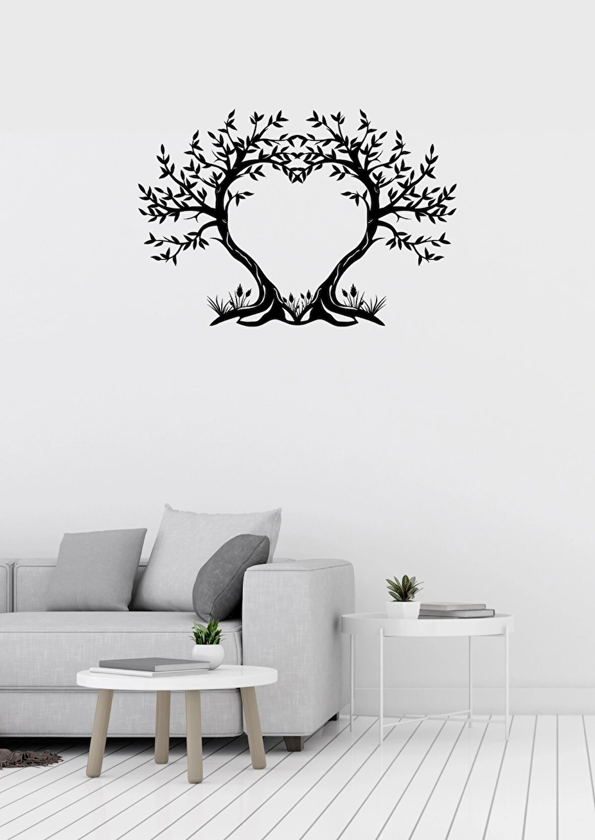 Kalpli Hayat Ağacı Figürlü Dekoratif Metal Duvar Süsü