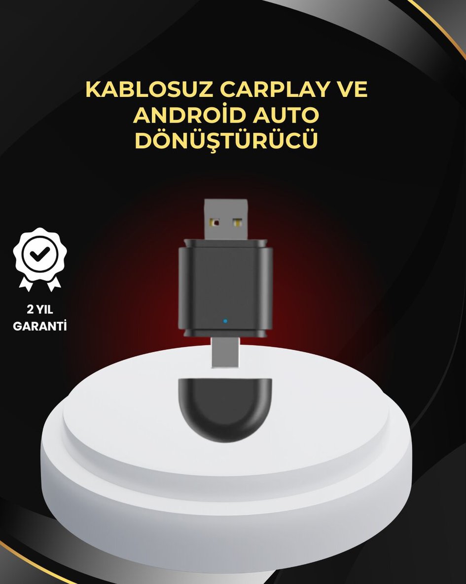 Kablosuz CarPlay ve Android Auto Dönüştürücü – USB-A & Type-C Girişli Akıl