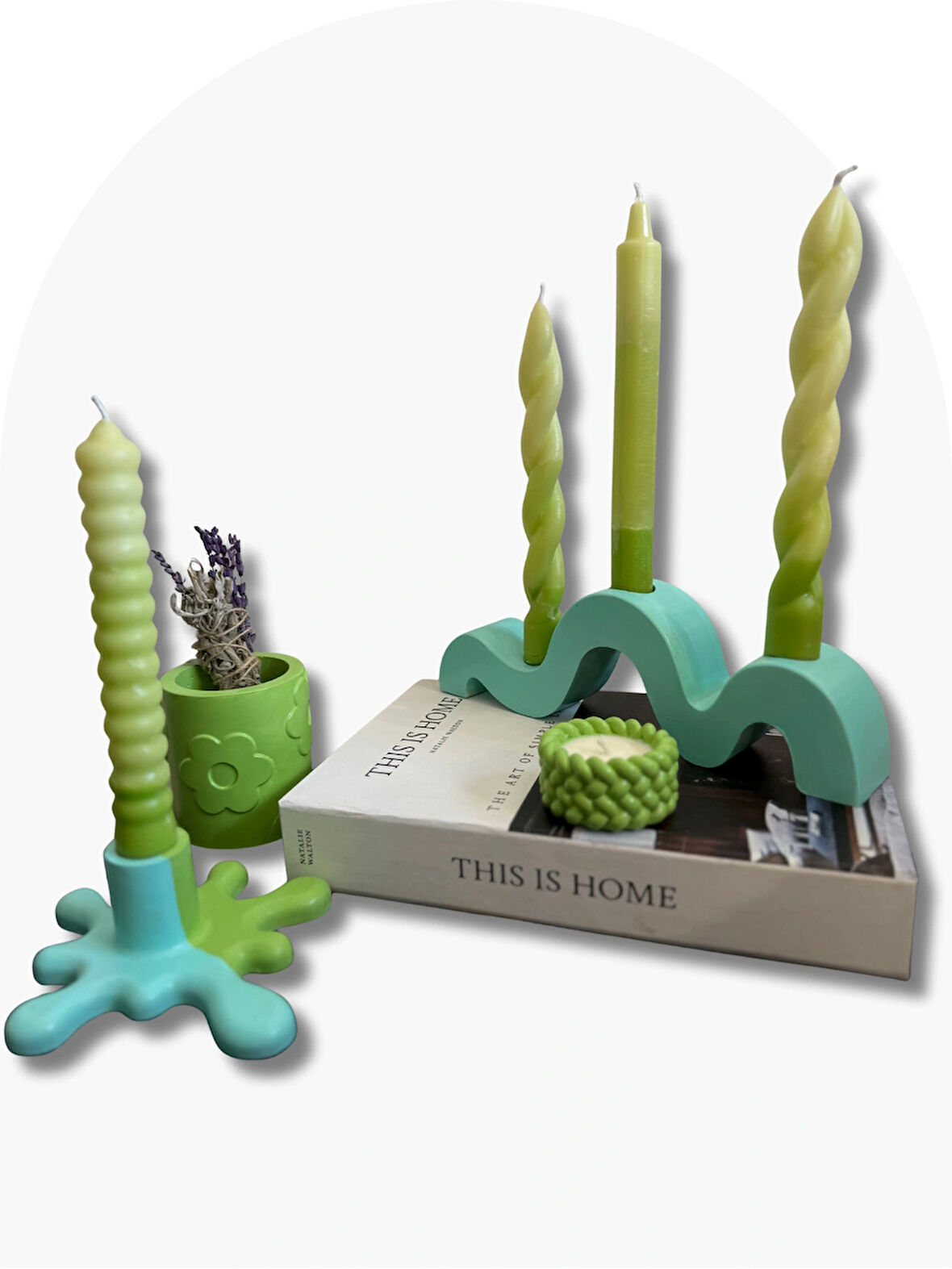 Elmalı Ritüel Mum Mumluk Adaçayı Tütsü Seti