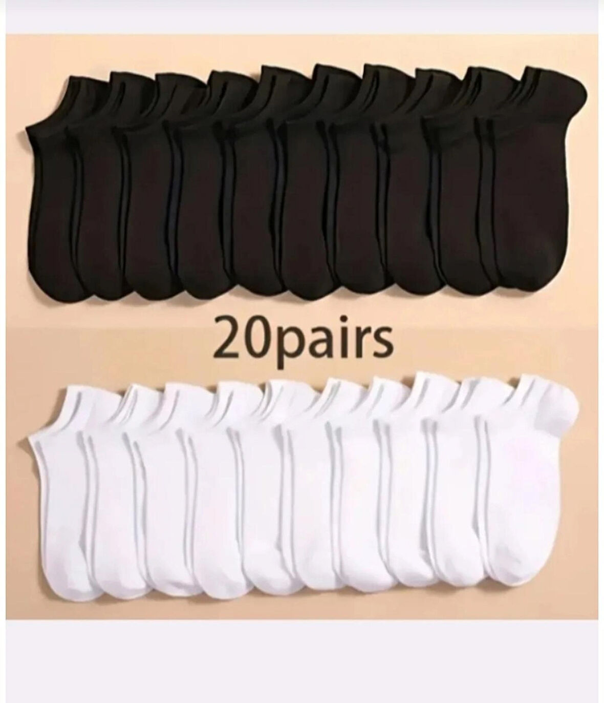 20 çift ekonomik siyah beyaz patik çorap