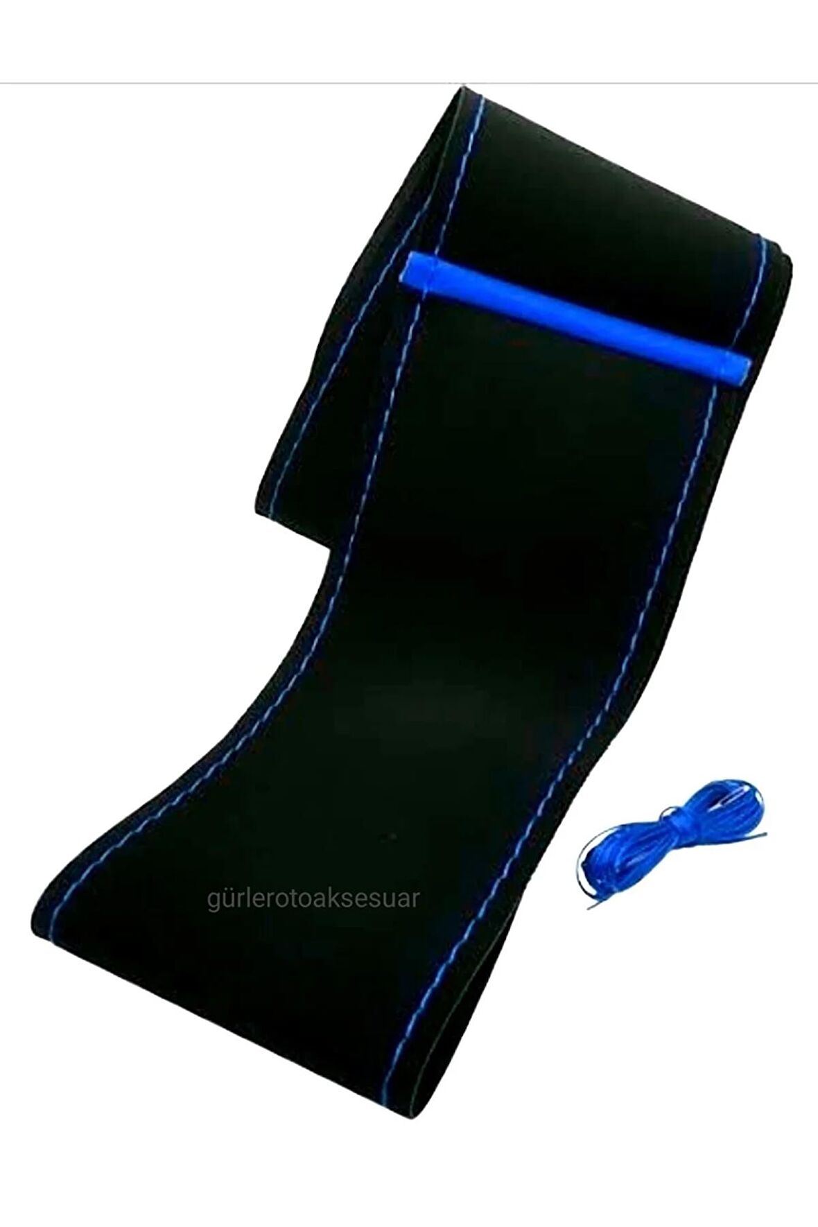 Opel Vectra B  Uyumlu Alkantra Nubuk Dikmeli Direksiyon Kılıfı Mavi Yüzüklü