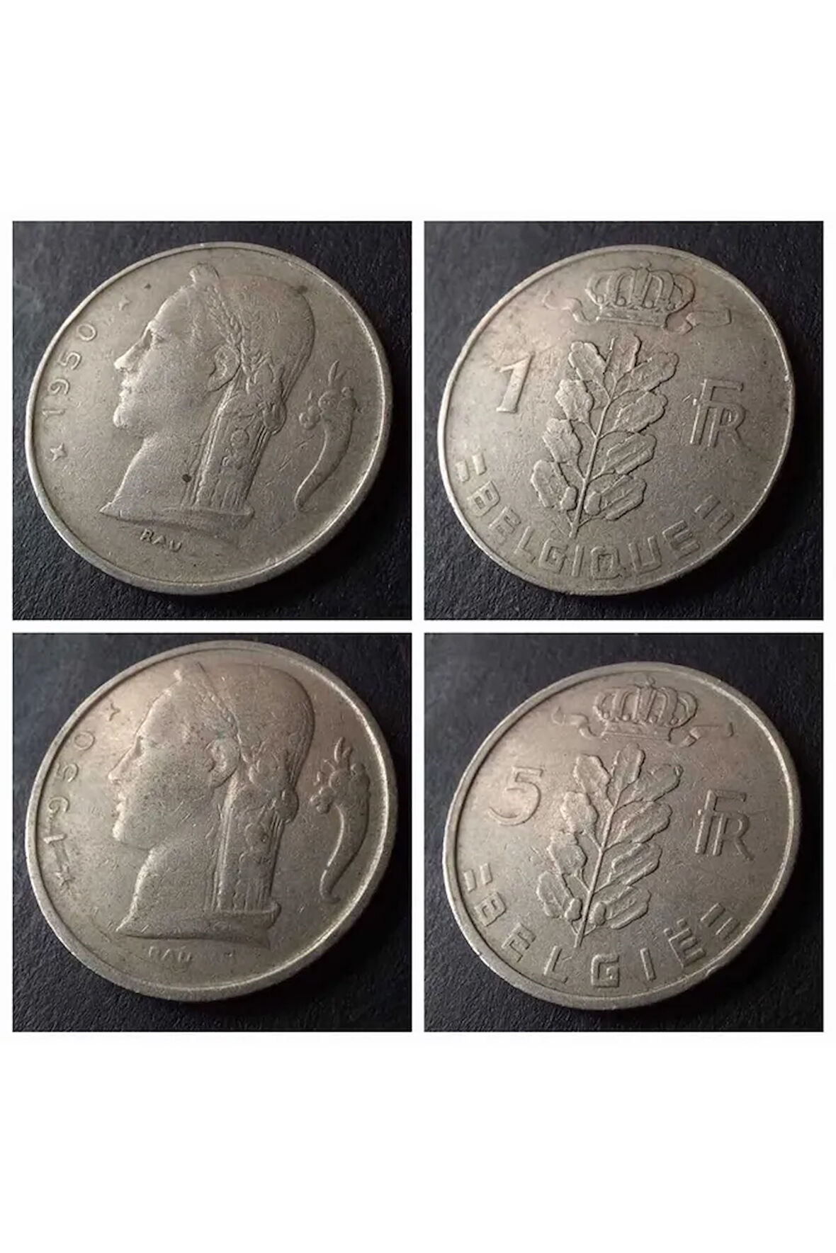 1950 belçika 1-5 frank takım ÇT+ eski yabancı madeni para