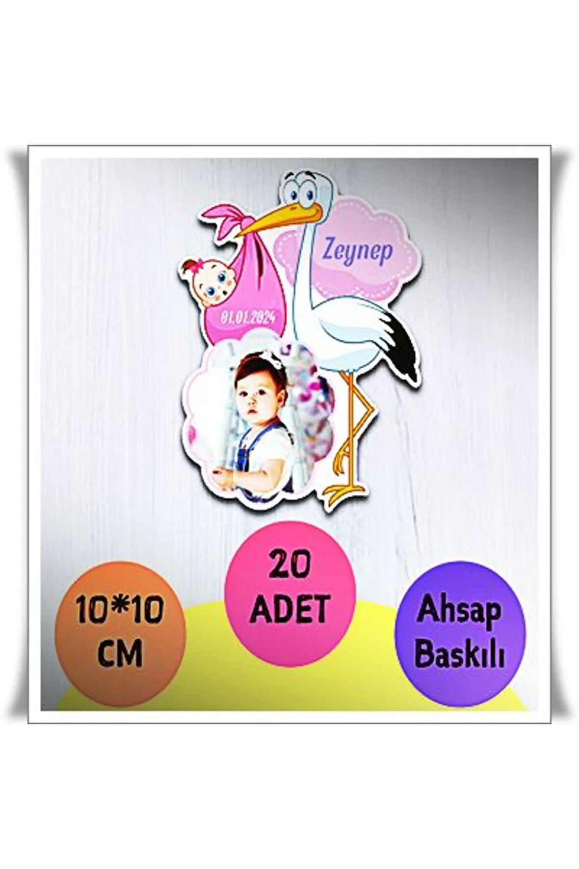Bebek Çocuk Doğum Günü Resimli Ahşap Magnet 20 Adet a8
