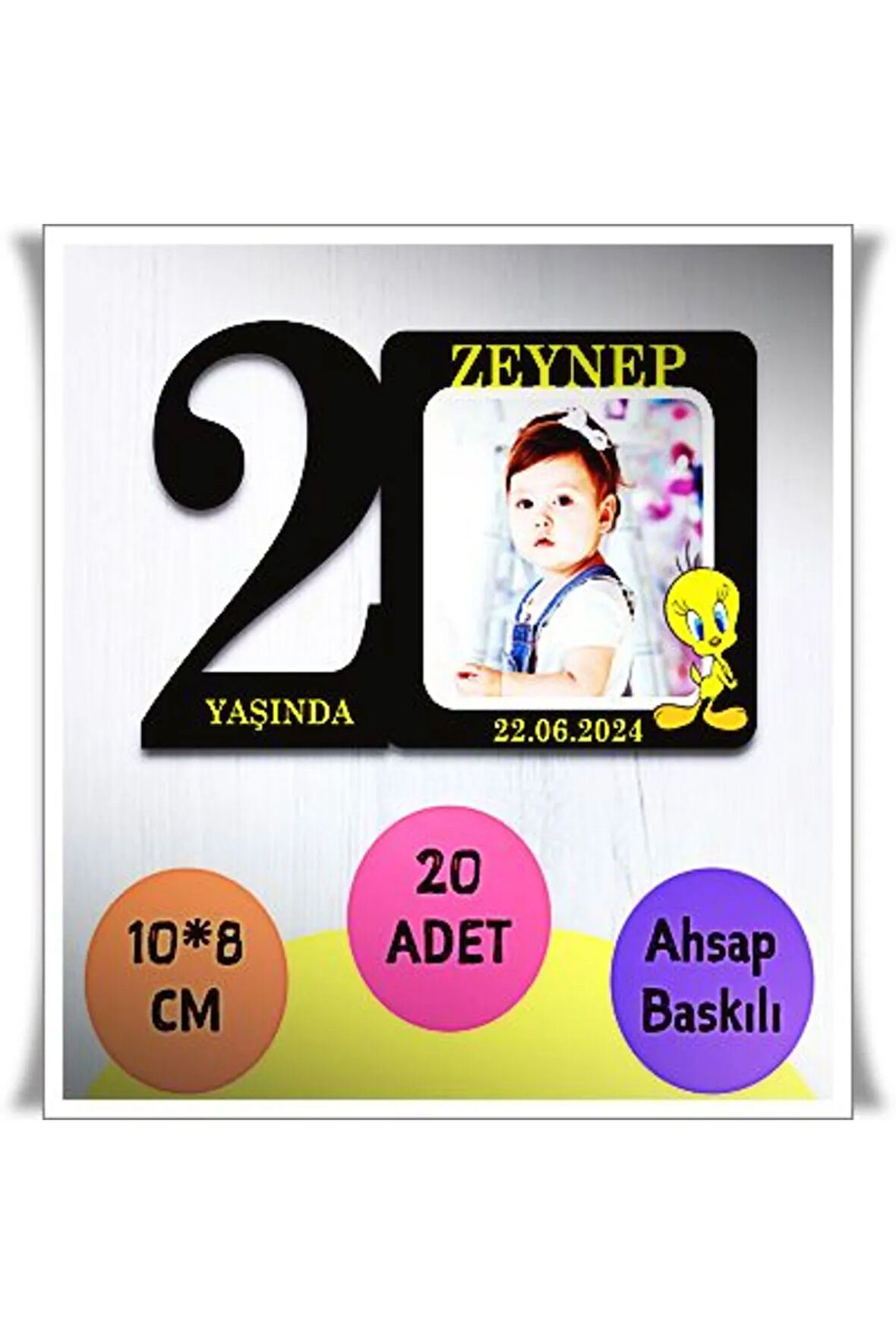 Bebek Çocuk Doğum Günü Resimli Ahşap Magnet 20 Adet a6