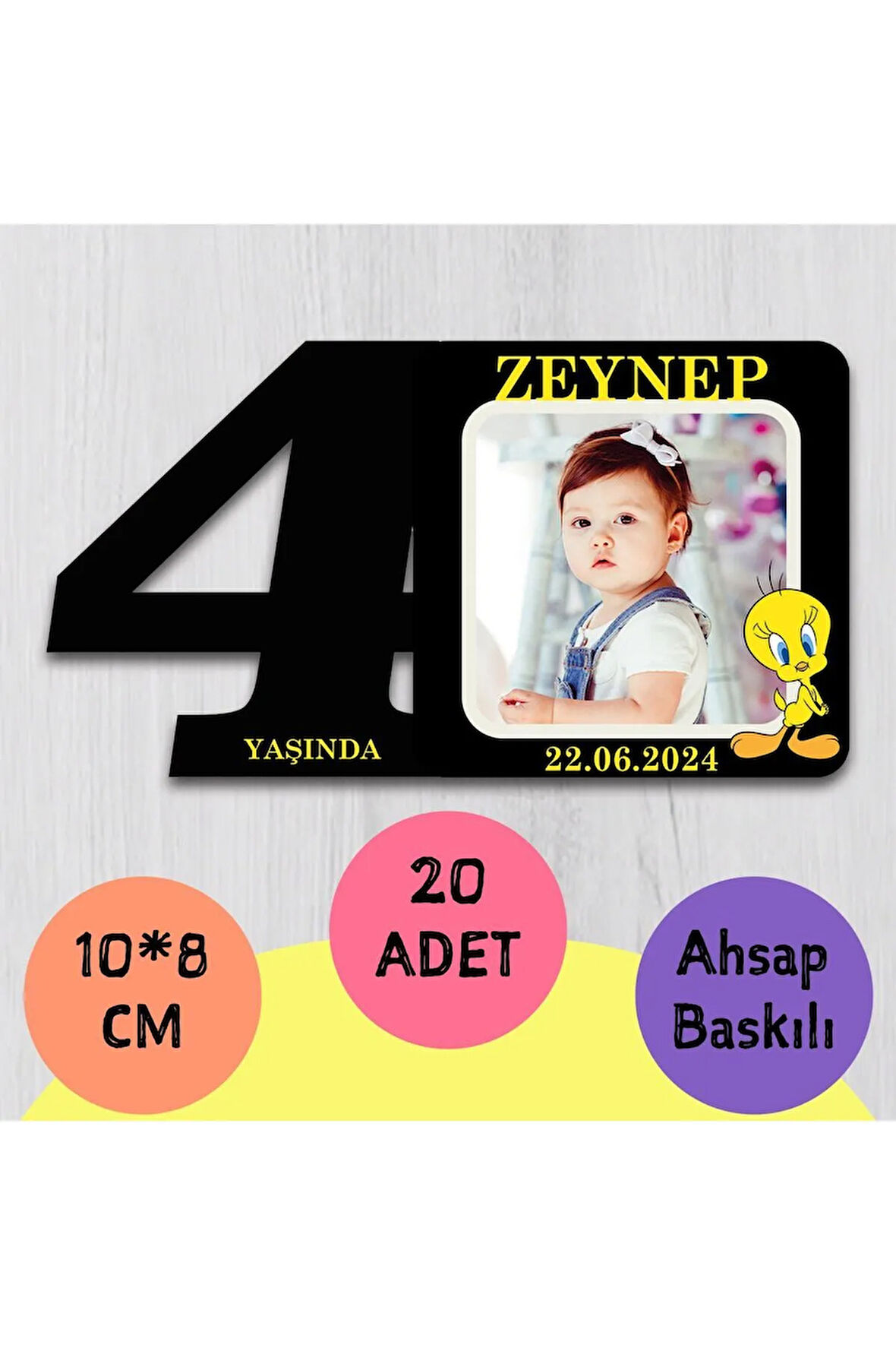 İsimli Ve Fotoğraflı Doğum Günü Magneti 5 Adet