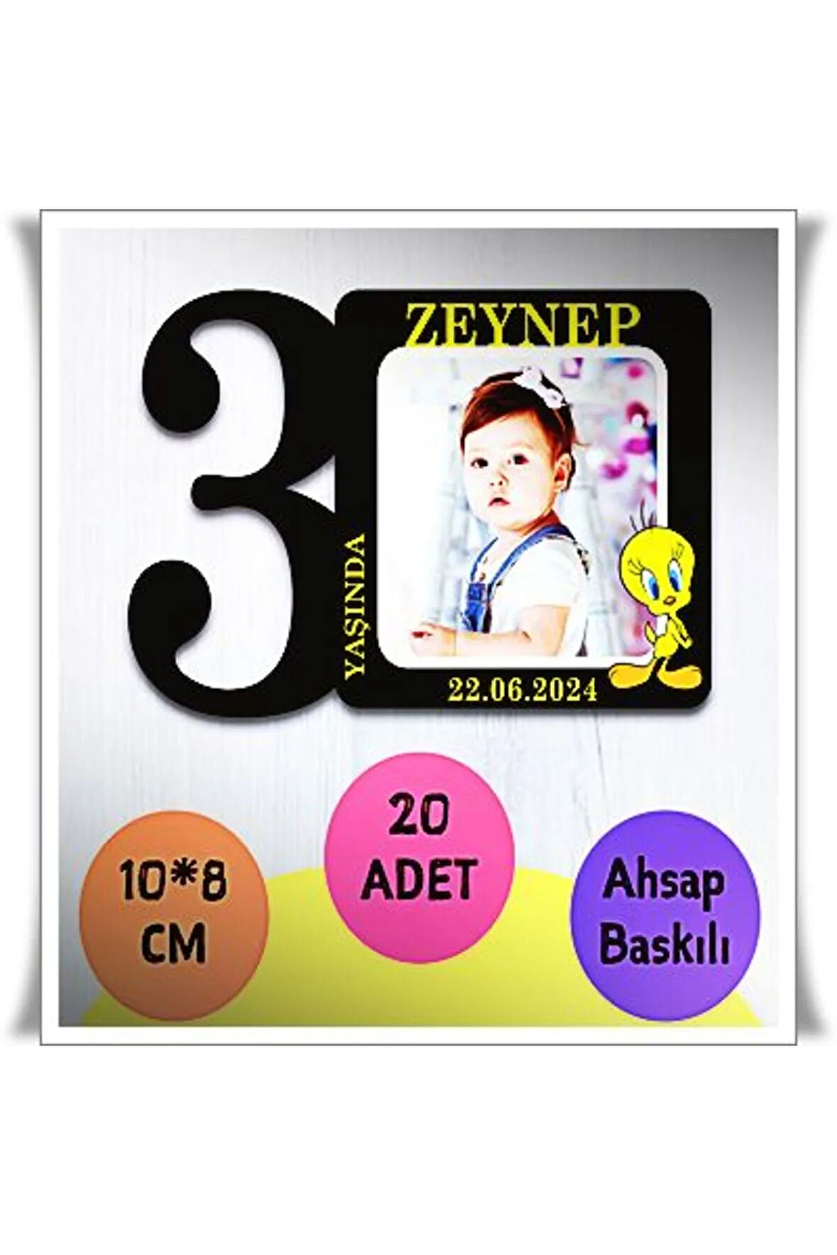 Bebek Çocuk Doğum Günü Resimli Ahşap Magnet 15 Adet