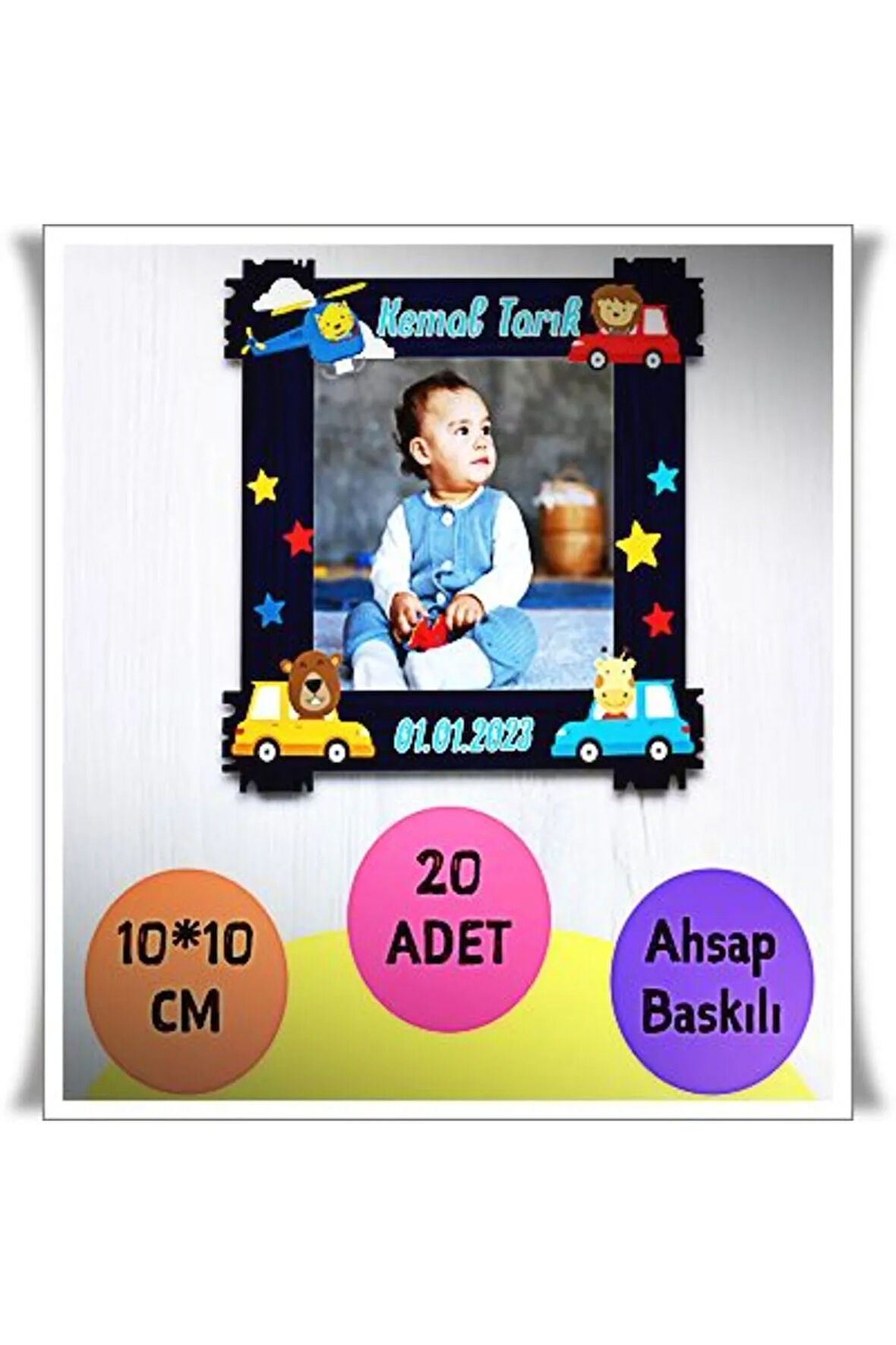 Bebek Çocuk Doğum Günü Resimli Ahşap Magnet 30 Adet