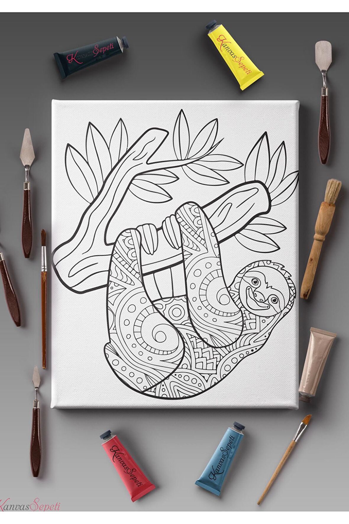 Ölçü Seçenekli Tüm Boya Türlerine Uygun Boyanabilir Tablo Tuval Mandala Çizgili Hazır Şablon Tuval