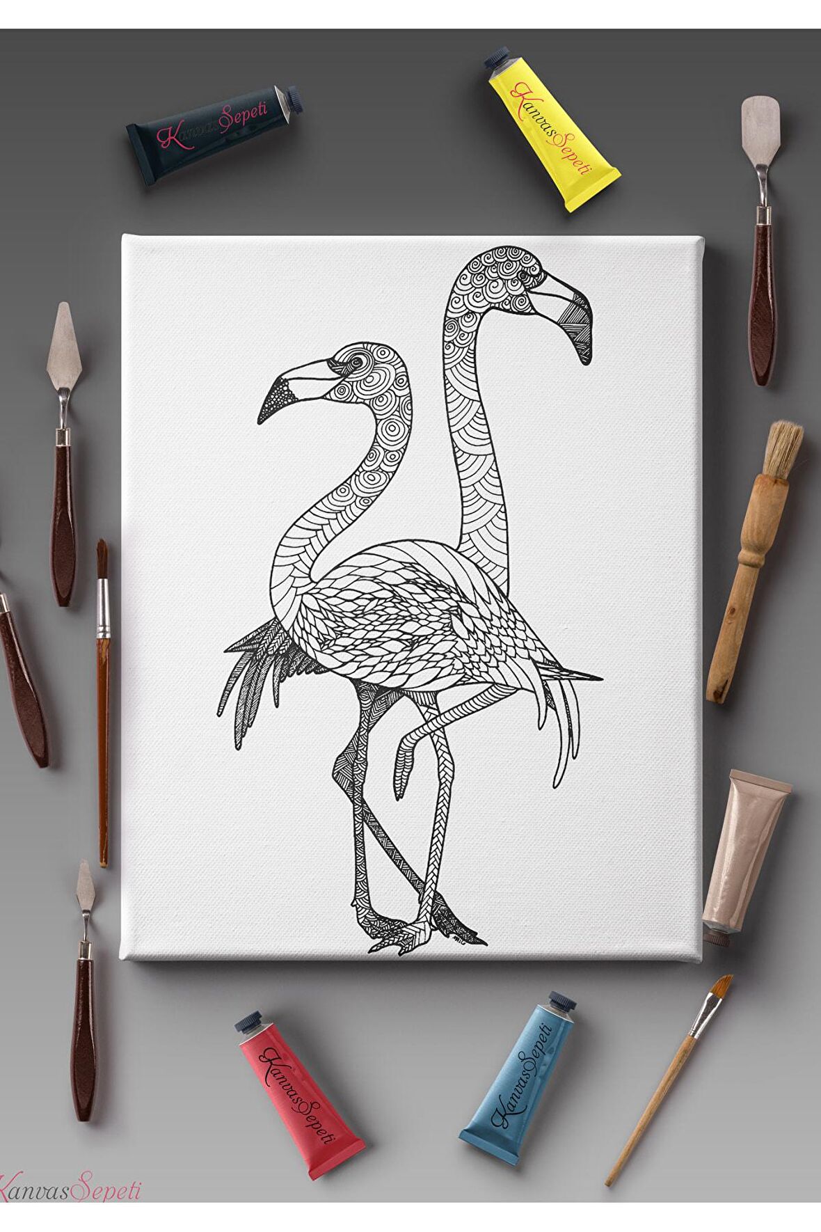 Ölçü Seçenekli Tüm Boya Türlerine Uygun Boyanabilir Tablo Tuval Mandala Çizgili Hazır Şablon Tuval