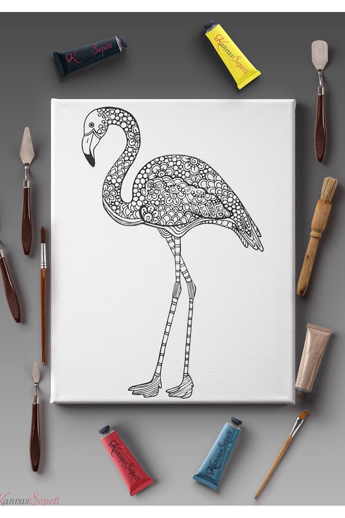 Ölçü Seçenekli Tüm Boya Türlerine Uygun Boyanabilir Tablo Tuval Mandala Çizgili Hazır Şablon Tuval