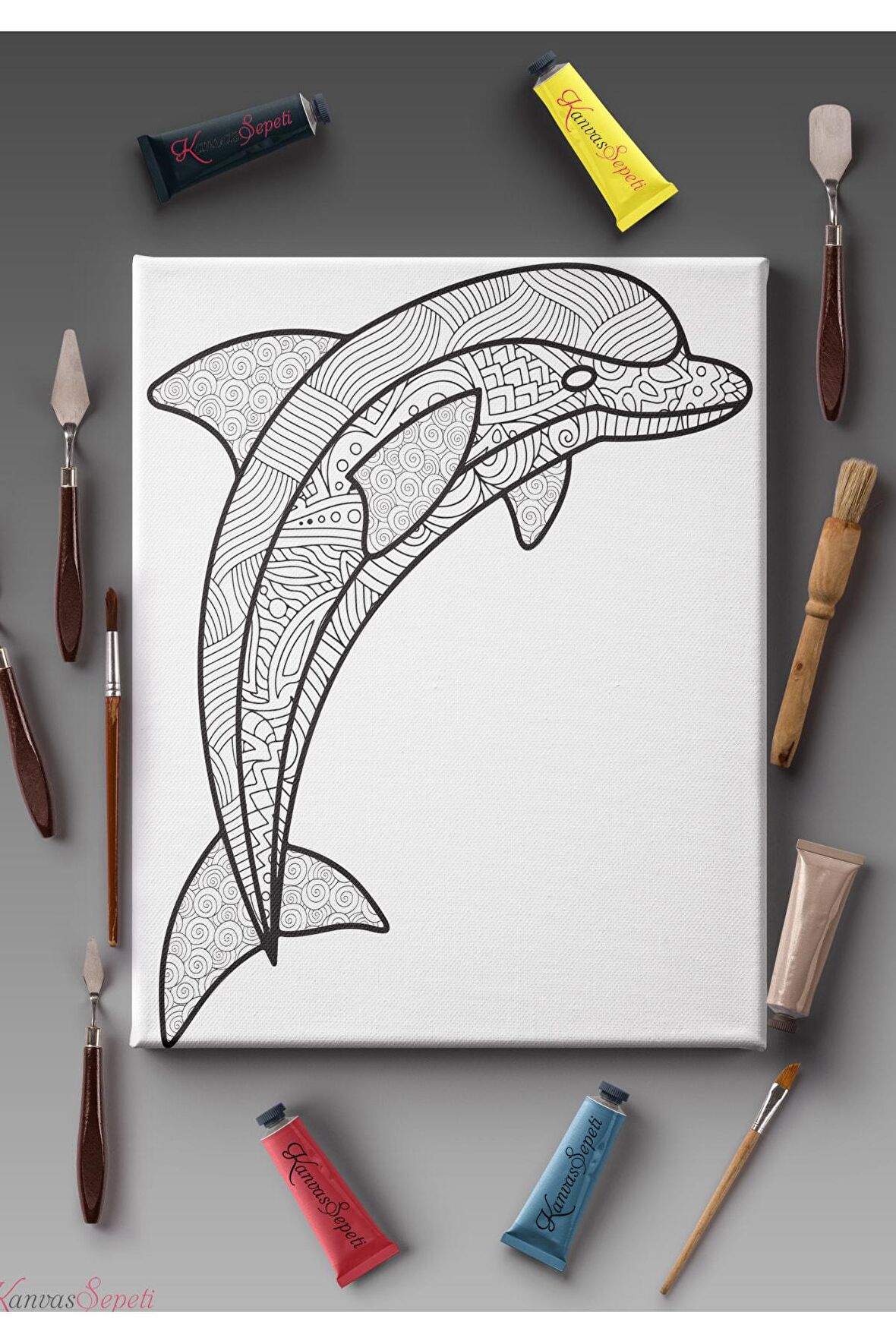 Ölçü Seçenekli Tüm Boya Türlerine Uygun Boyanabilir Tablo Tuval Mandala Çizgili Hazır Şablon Tuval