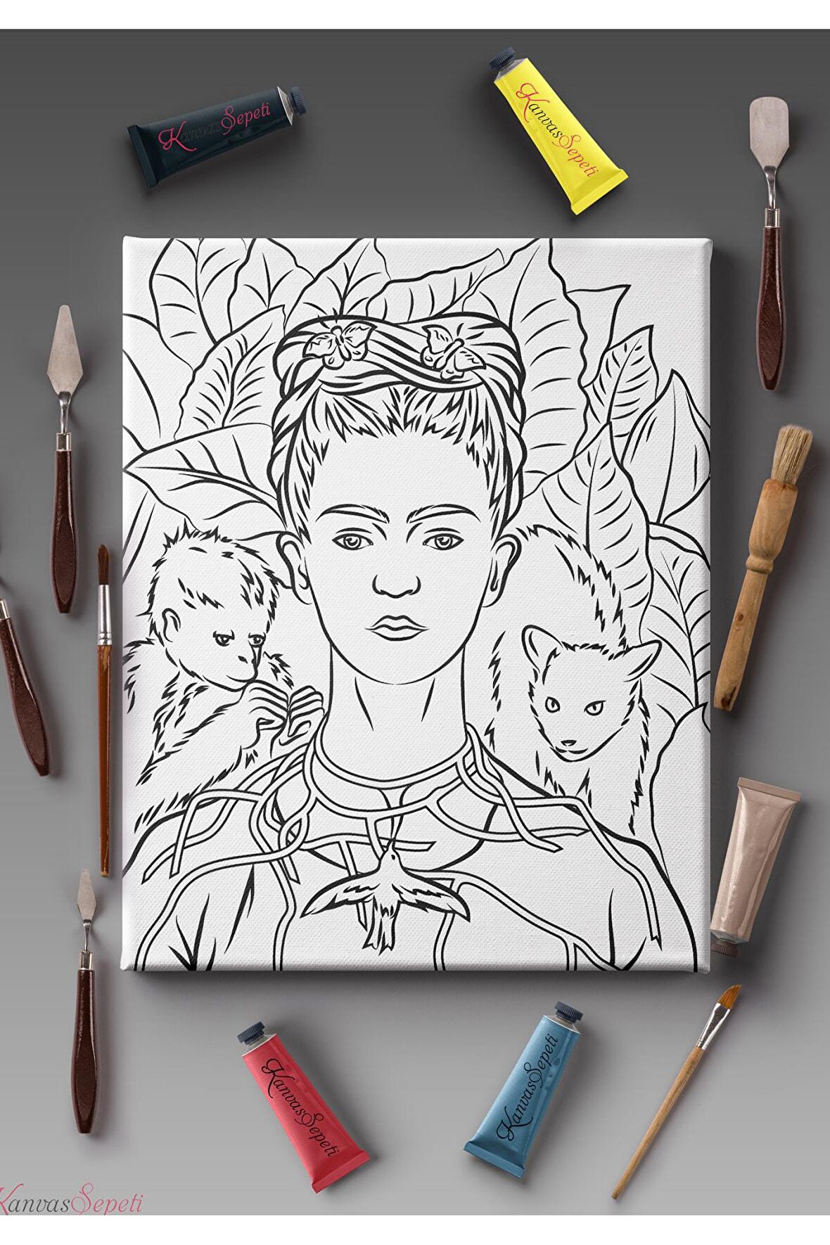 Ölçü Seçenekli Tüm Boya Türlerine Uygun Boyanabilir Tablo Tuval Mandala Çizgili Hazır Şablon Tuval