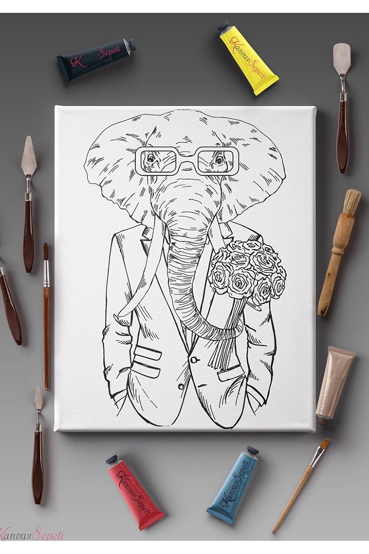 Ölçü Seçenekli Tüm Boya Türlerine Uygun Boyanabilir Tablo Tuval Mandala Çizgili Hazır Şablon Tuval