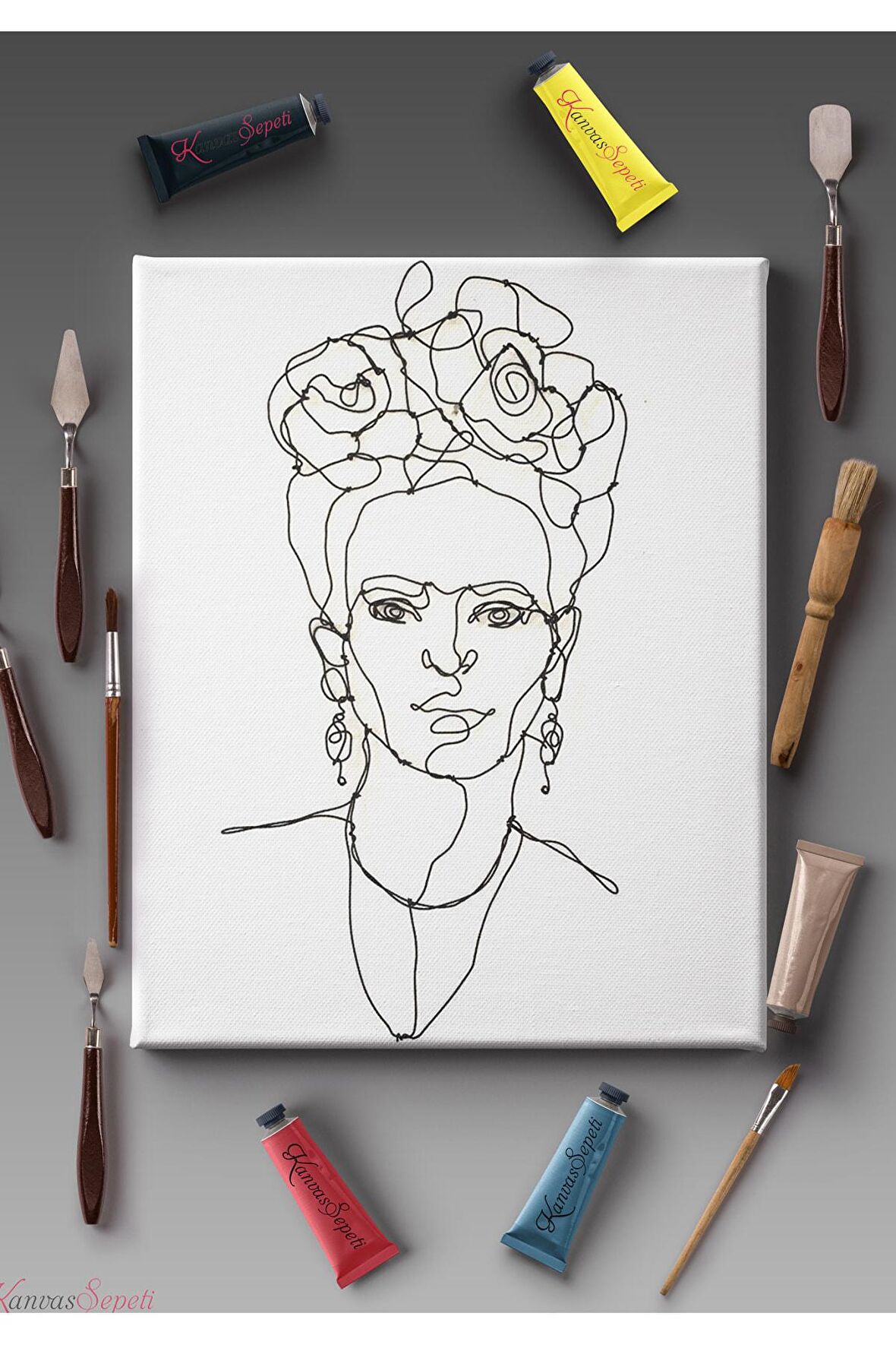 Ölçü Seçenekli Tüm Boya Türlerine Uygun Boyanabilir Tablo Tuval Mandala Çizgili Hazır Şablon Tuval