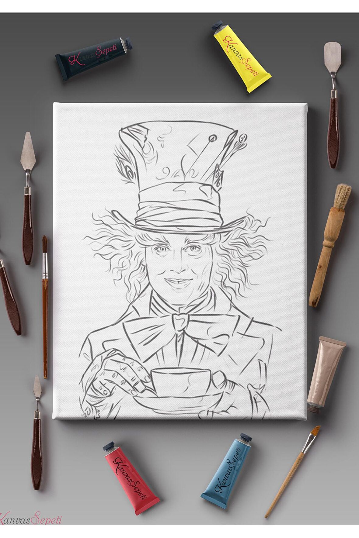 Ölçü Seçenekli Tüm Boya Türlerine Uygun Boyanabilir Tablo Tuval Mandala Çizgili Hazır Şablon Tuval