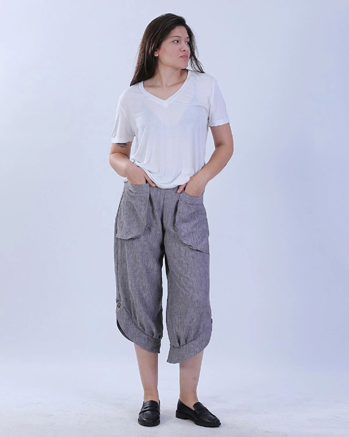 İpeksi Modal Kumaş V Yaka Tişört