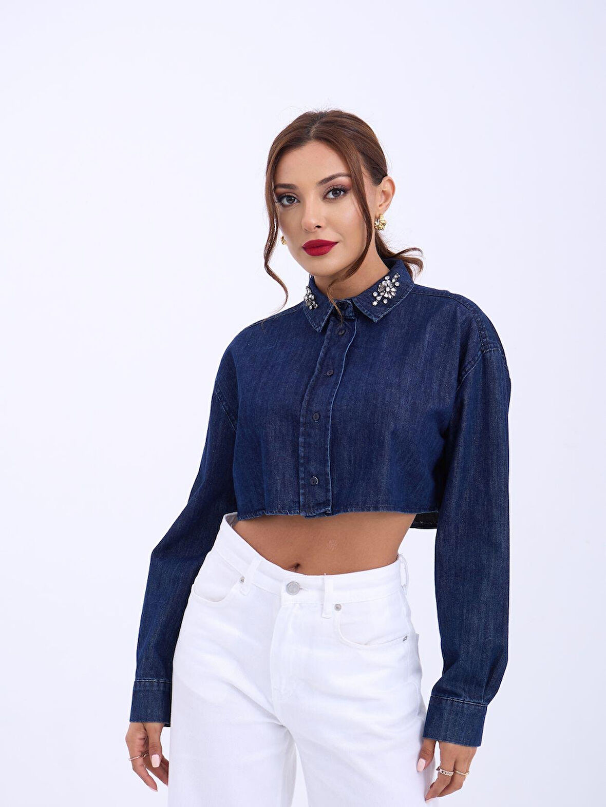 6603 KOT BLUZ-MAVİ