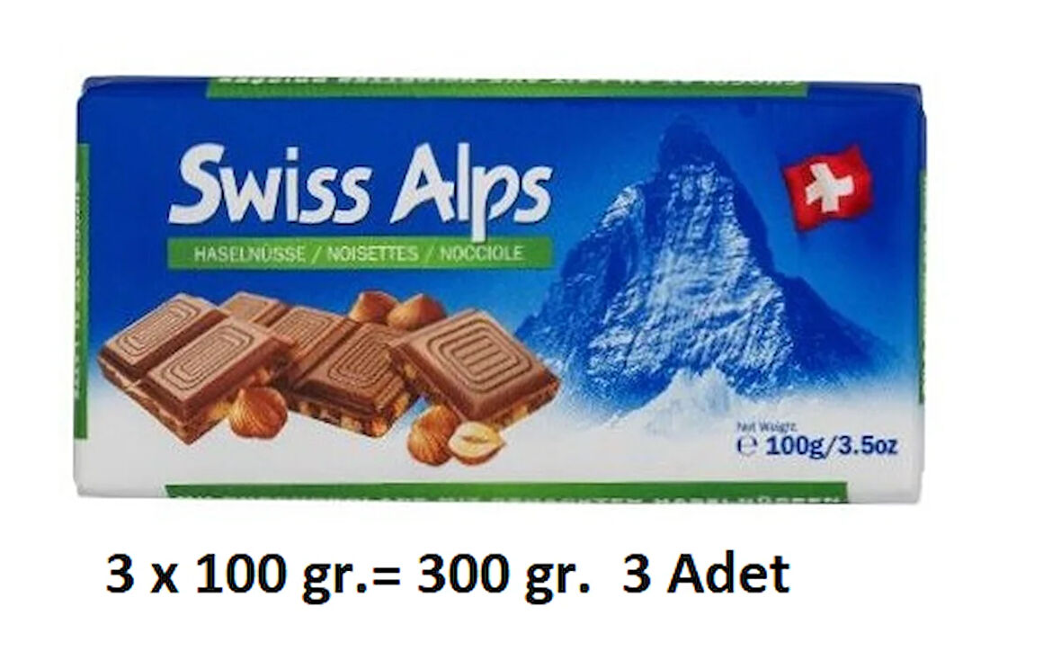 Swiss Alps Fındıklı Sütlü İsveç Çikolata 3 x 100 G