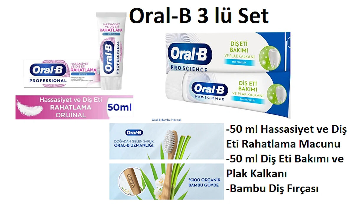 Oral-B Professional Hassasiyet ve Diş Eti Rahatlama / Diş Eti Bakımı / Bambu Fırça 3 lü Set