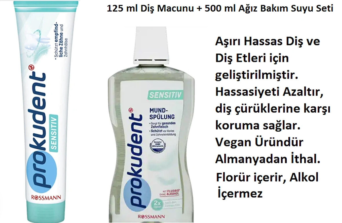 Prokudent Hassas Diş Macunu 125 ml ve Ağız Suyu 500 ml Seti Sensitive