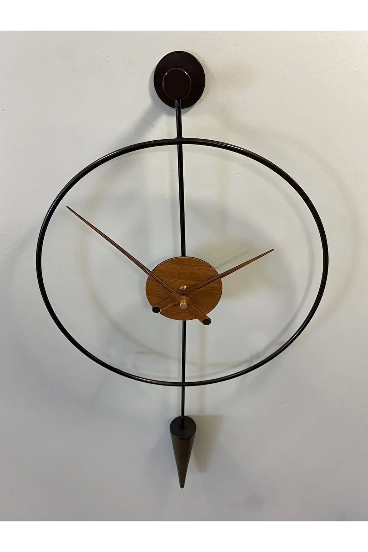 Siyah-ceviz Masippi-orta Boy(37X80CM) Modern Dekoratif Metal Duvar Saati
