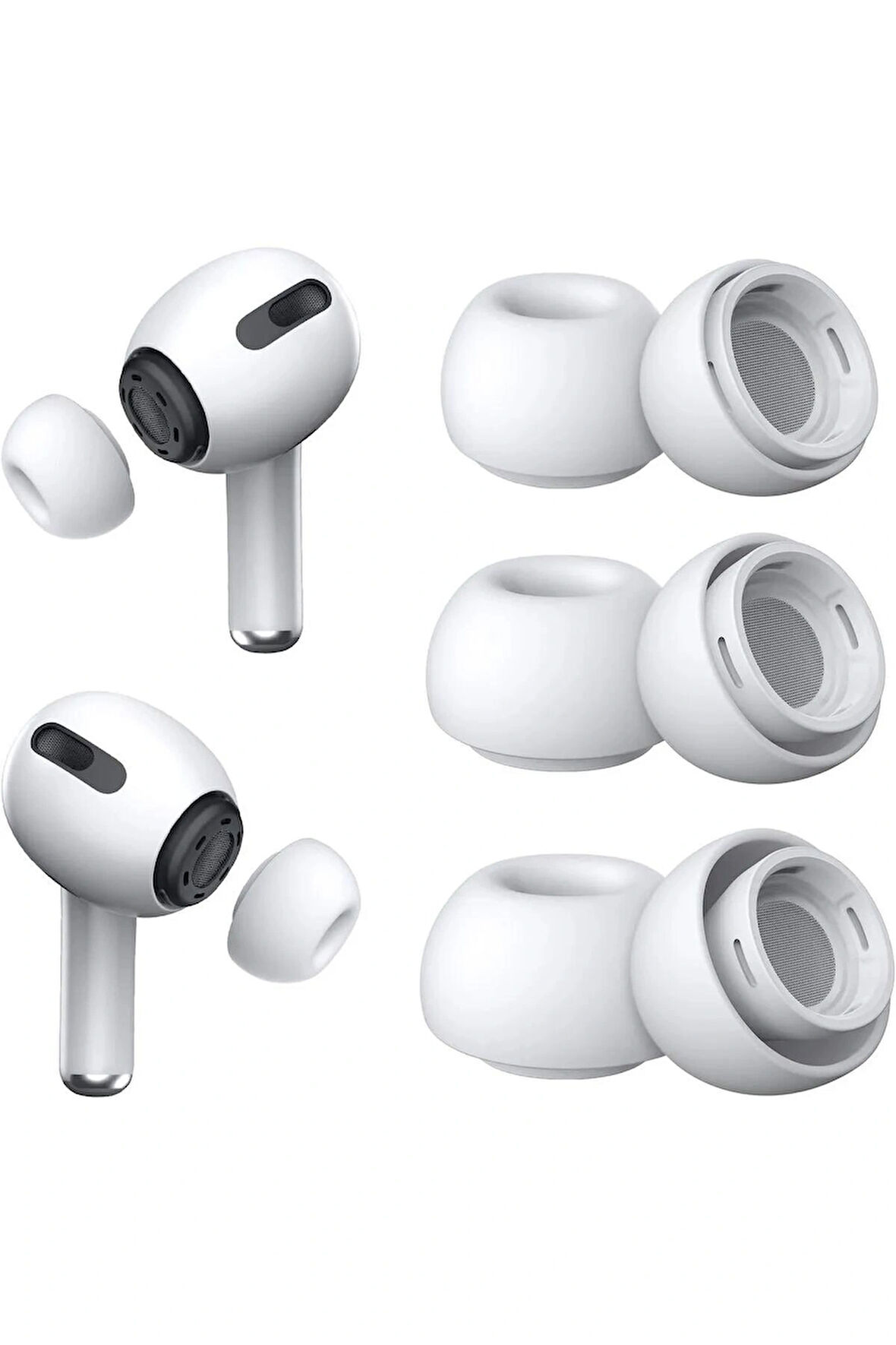 Maxup Airpods Pro / Airpods Pro 2 ile Uyumlu Için Xs,s,l Boyları 3'lü Set Silikon Kulaklık Başlık Yedek Kulakiçi