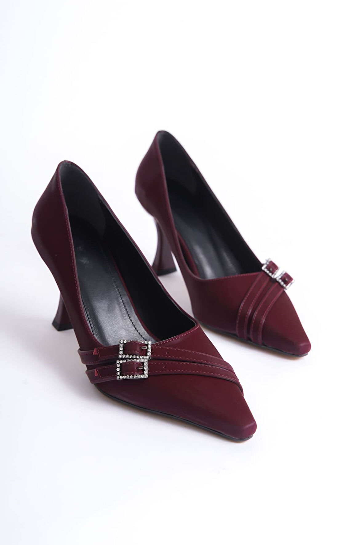 Maya Premium Kadın Bordo Saten Topuklu Ayakkabı