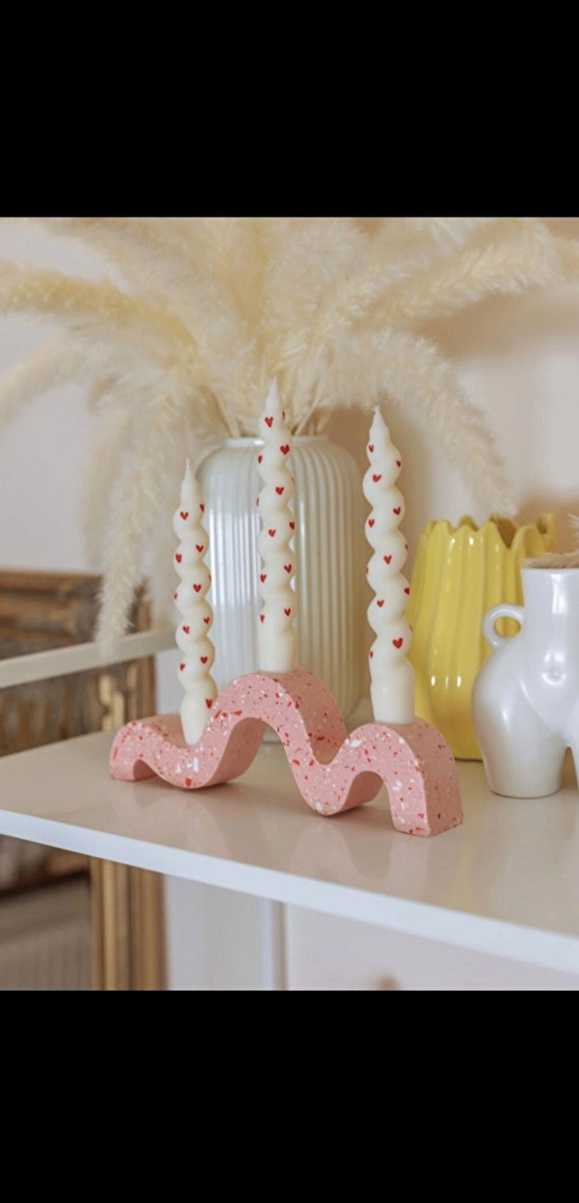 MUMBOX 3lü Kalpli Burgu Spiral Şamdan Dekoratif Mum 3 Adet