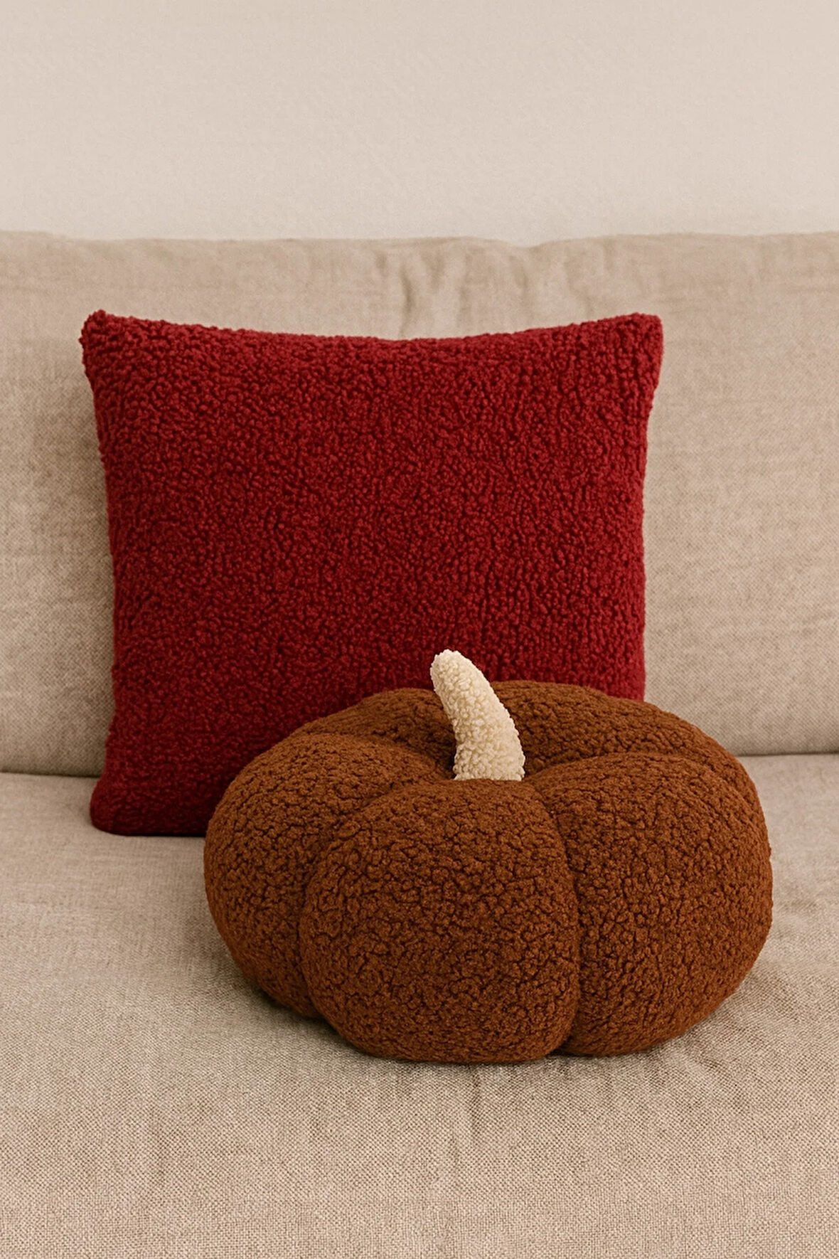 TEDDY DEKORATİF BALKABAĞI YASTIK VE İÇ DOLGULU KIRLENT