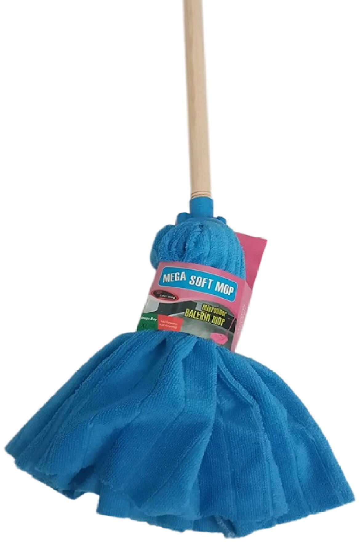 Mega Soft XL Mikrofiber Paspas Büyük Boy Yedek Ucu ve Ahşap Sapı Takım