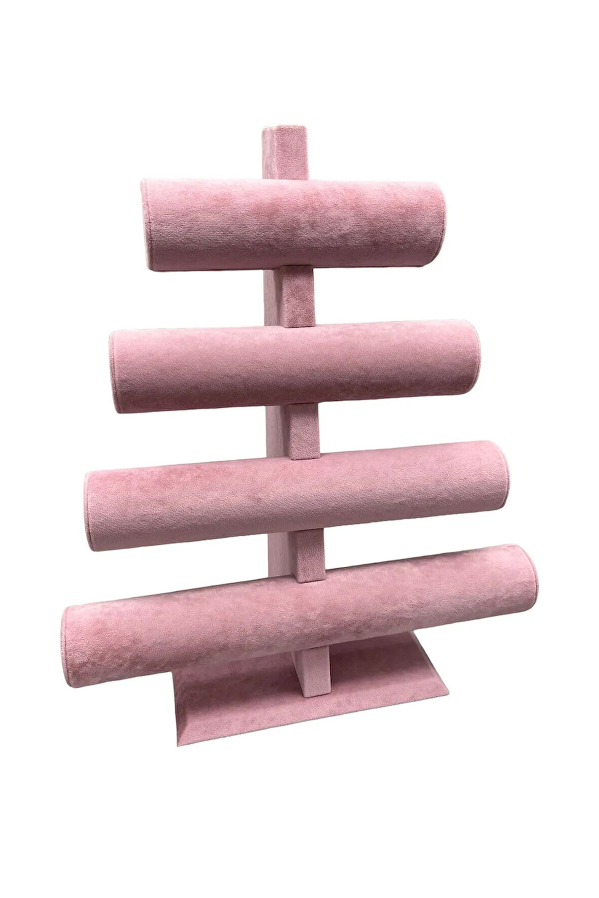 Süet Kumaş Pembe Renk Dört Kademeli 38/34 Cm Bileklik-saat Sergileme Standı