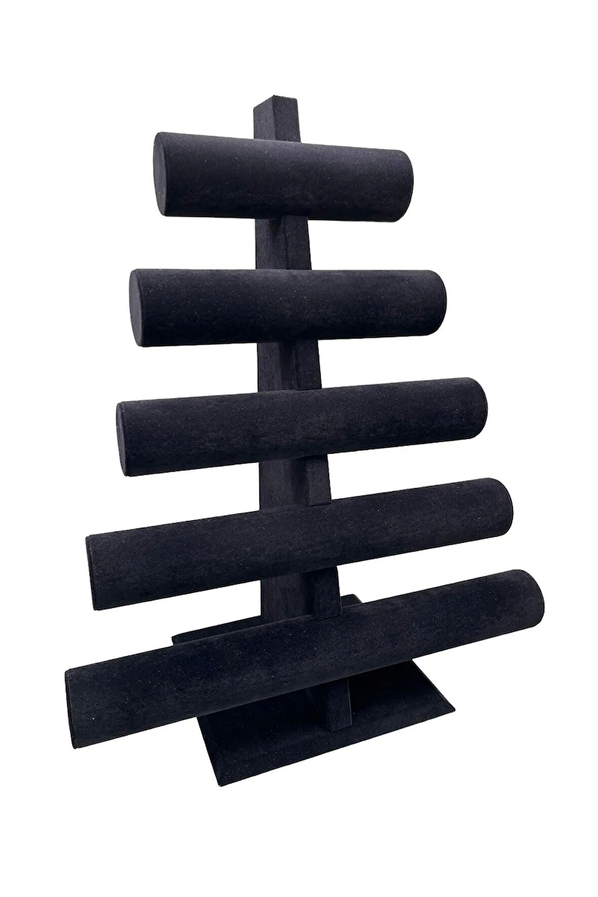 Süet Kumaş Siyah Renk Beş Kademeli 45/34 cm Bileklik-Saat Sergileme Standı