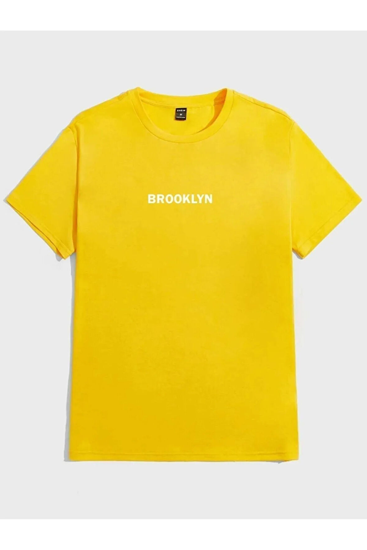 Erkek Beyaz Brooklyn Oversize Bisiklet Yaka Tshirt