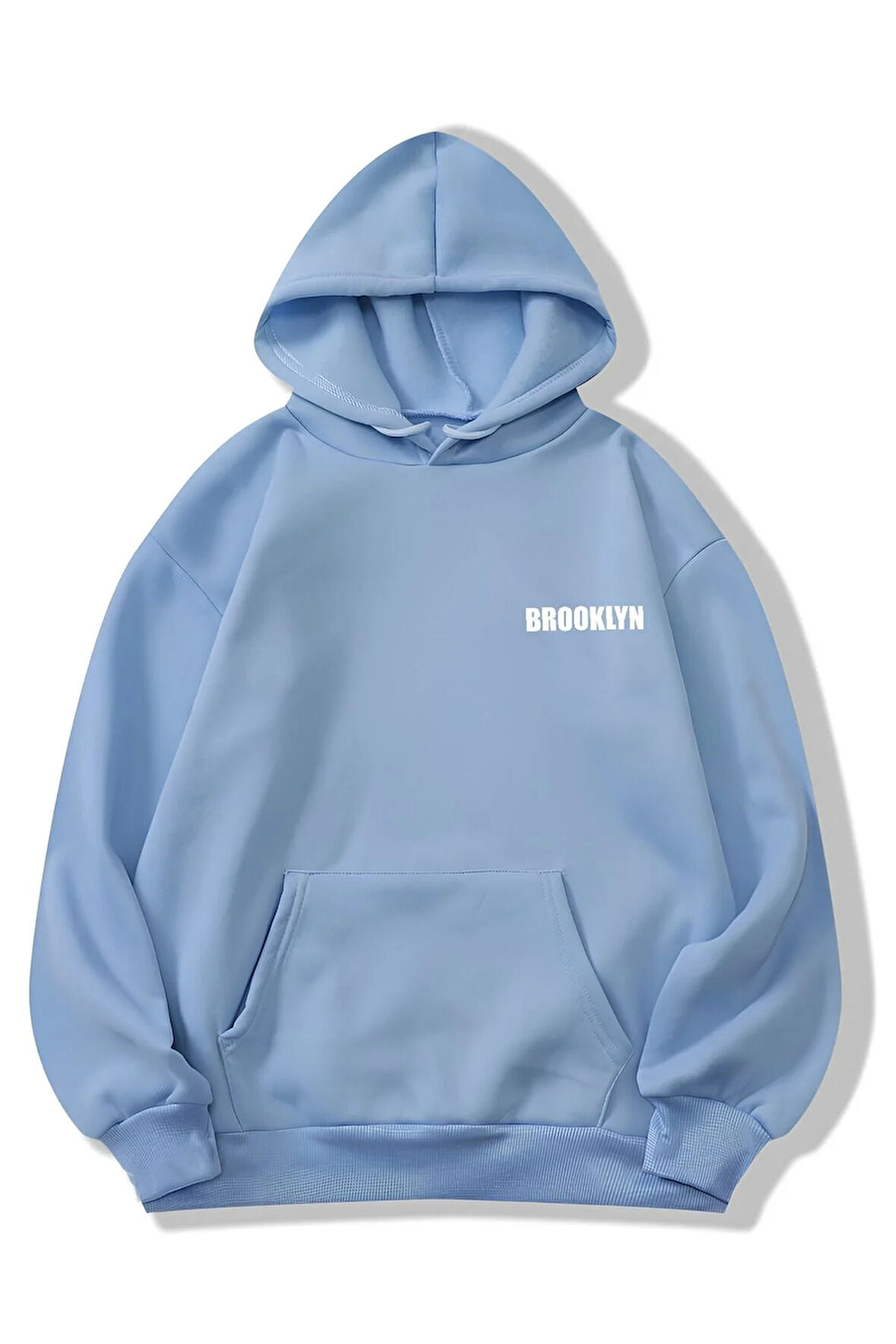 Unisex Kadın/Erkek BROOKLYN Renkli Özel Baskılı Pamuklu Oversize Kapüşonlu Sweatshirt