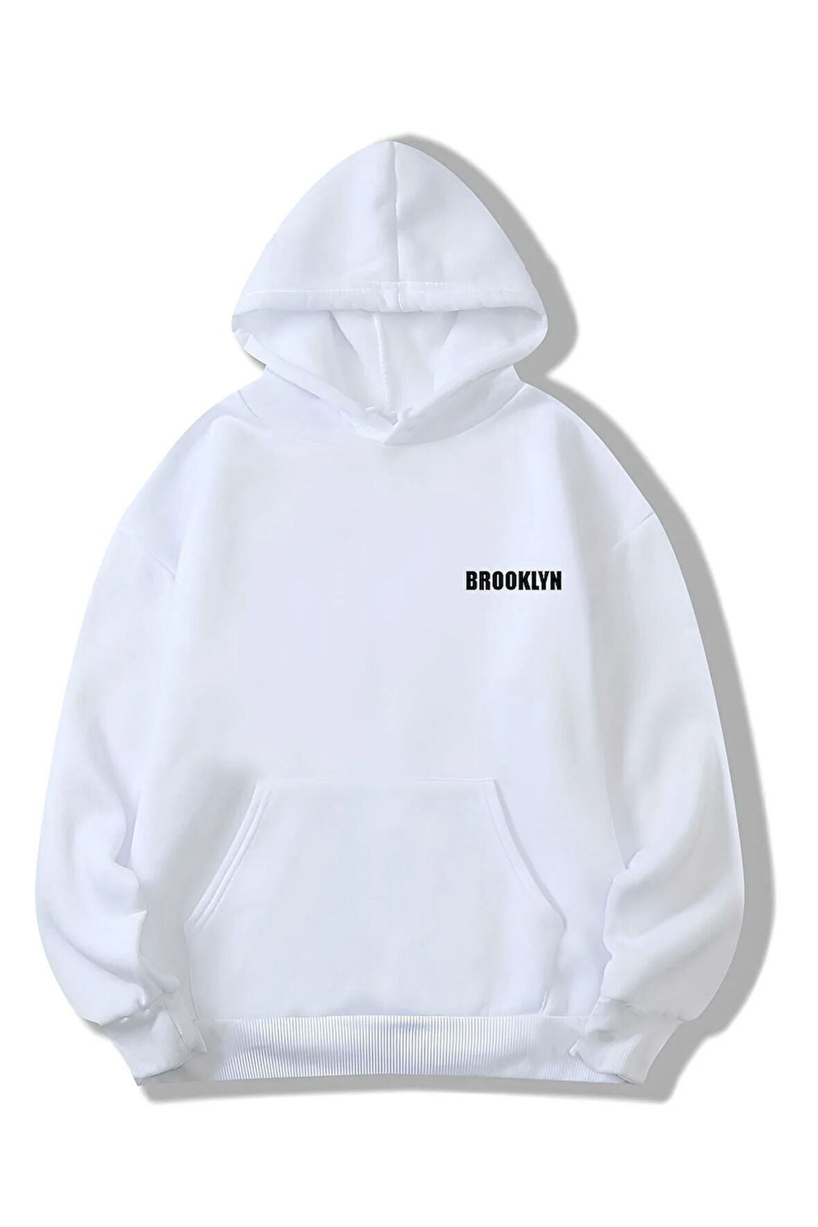 Unisex Kadın/Erkek BROOKLYN Renkli Özel Baskılı Pamuklu Oversize Kapüşonlu Sweatshirt