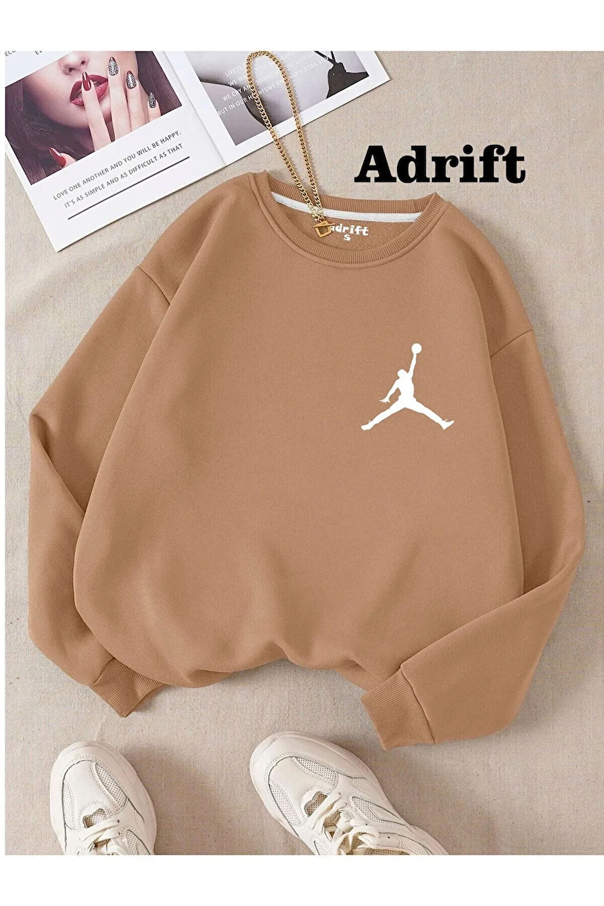 Unisex Basket Baskılı Bisiklet Yaka Sweatshirt