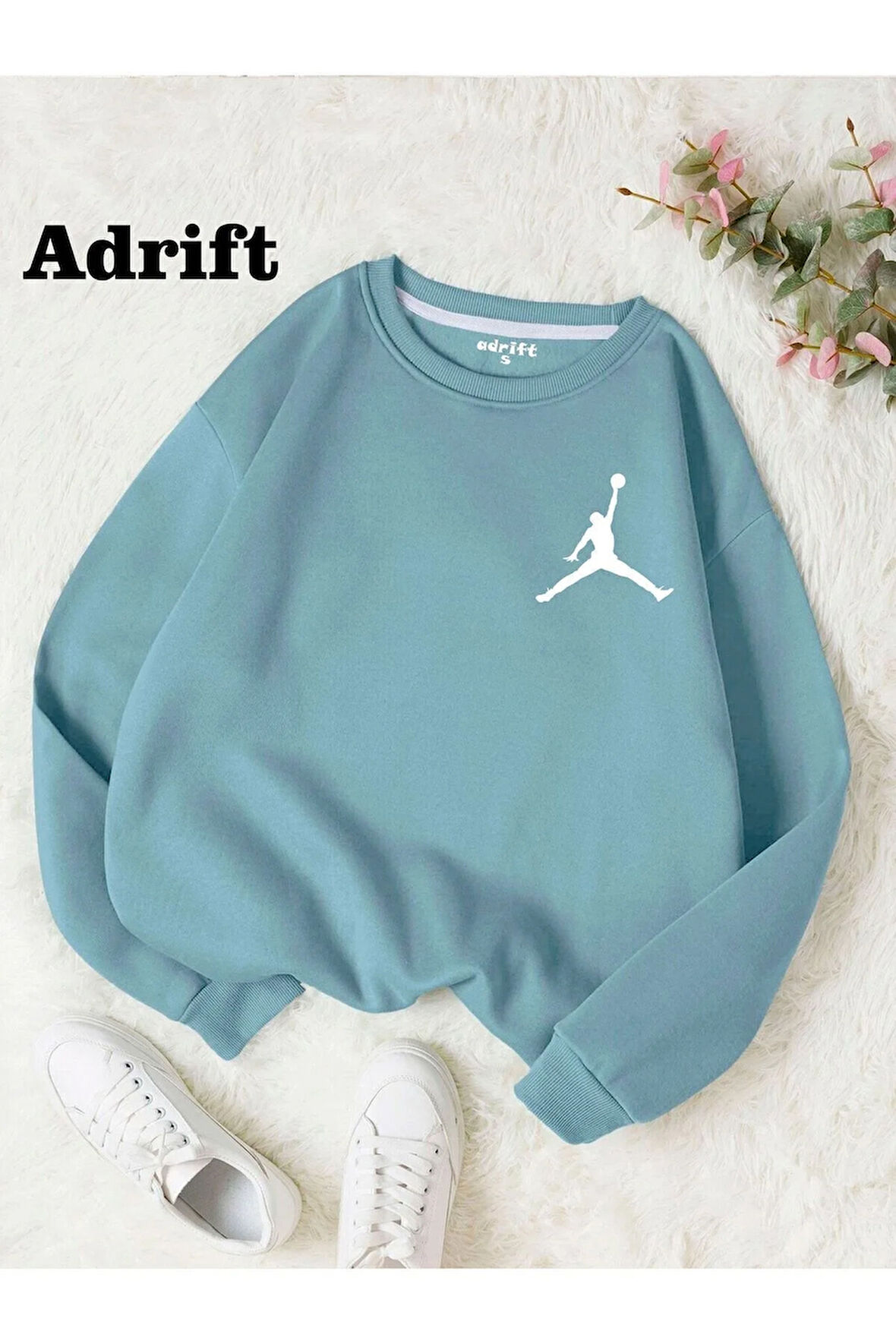Unisex Basket Baskılı Bisiklet Yaka Sweatshirt