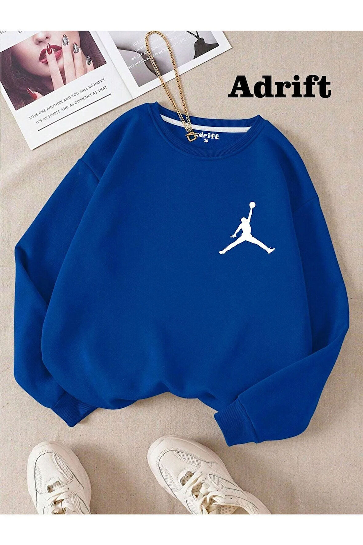 Unisex Basket Baskılı Bisiklet Yaka Sweatshirt