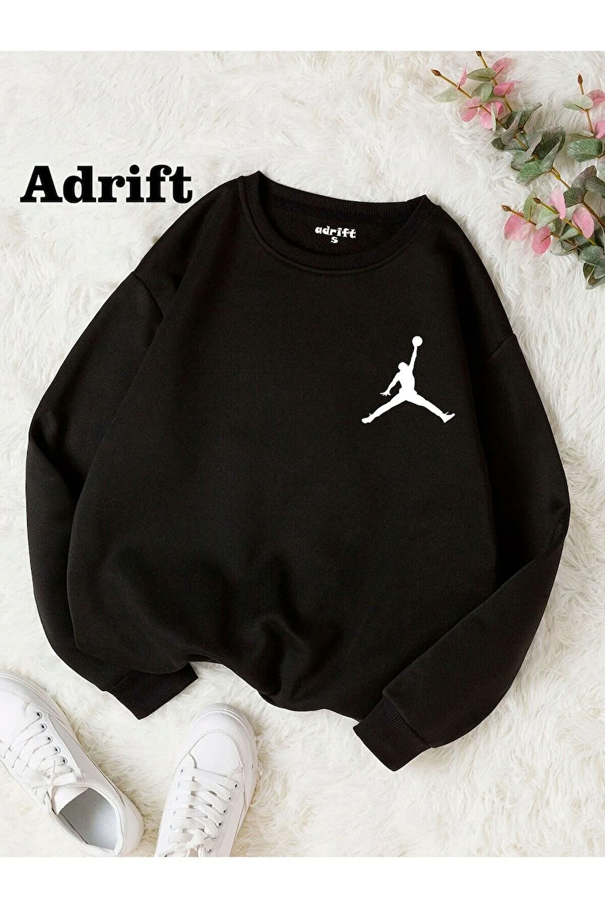 Unisex Basket Baskılı Bisiklet Yaka Sweatshirt