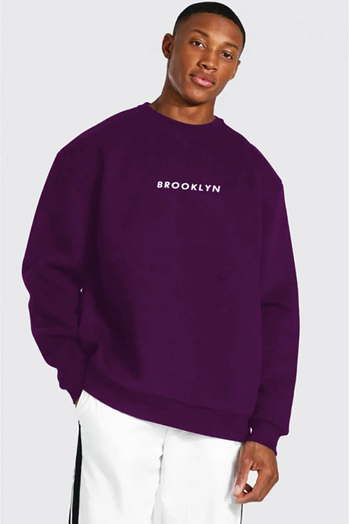 Üç İplik Oversize Baskılı Sweat