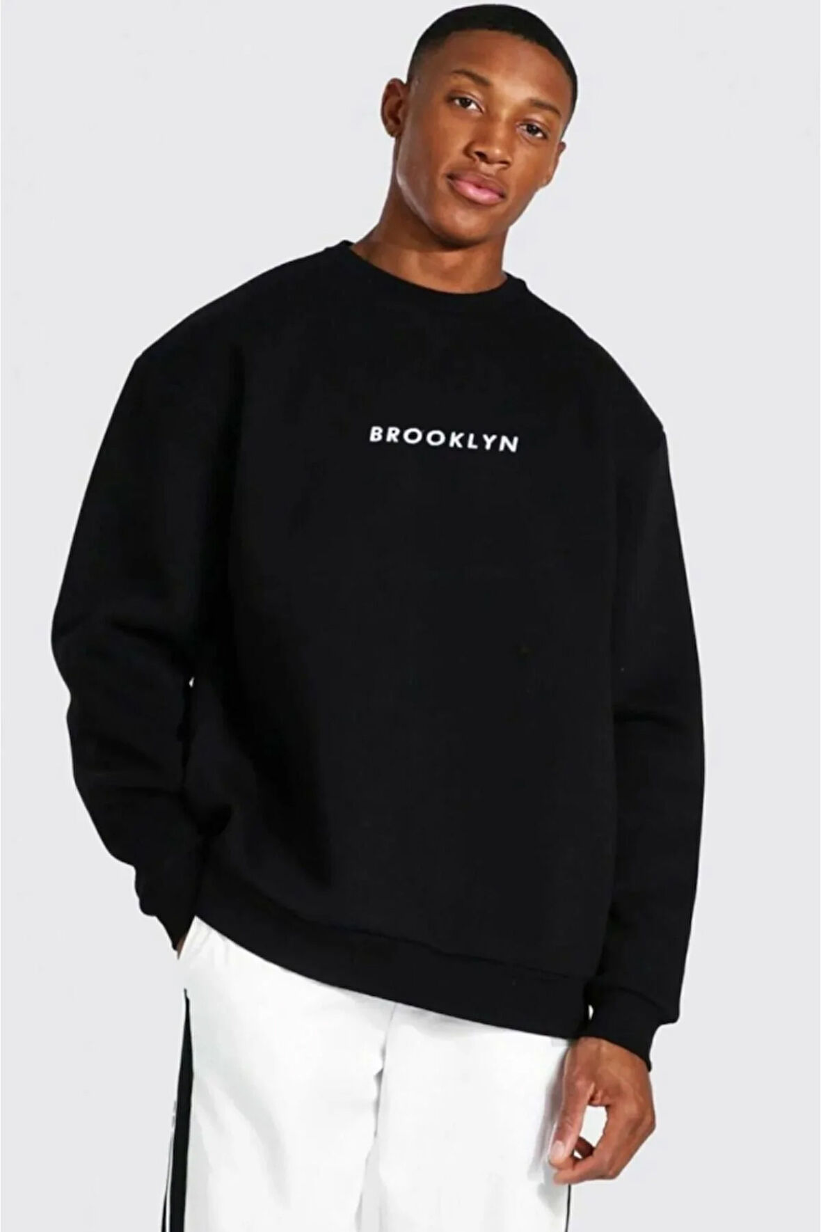 Üç İplik Oversize Baskılı Sweat