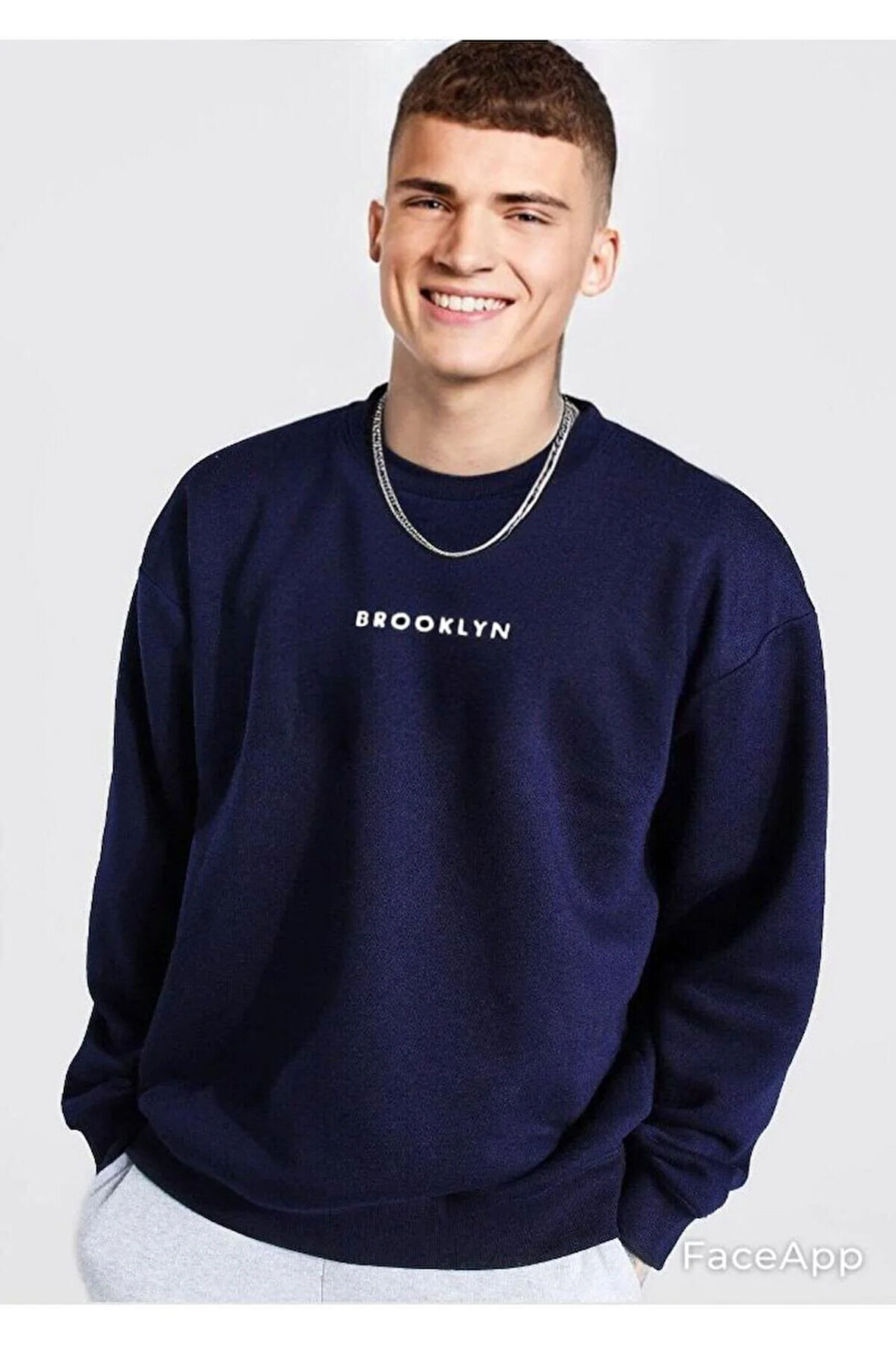 Üç İplik Oversize Baskılı Sweat