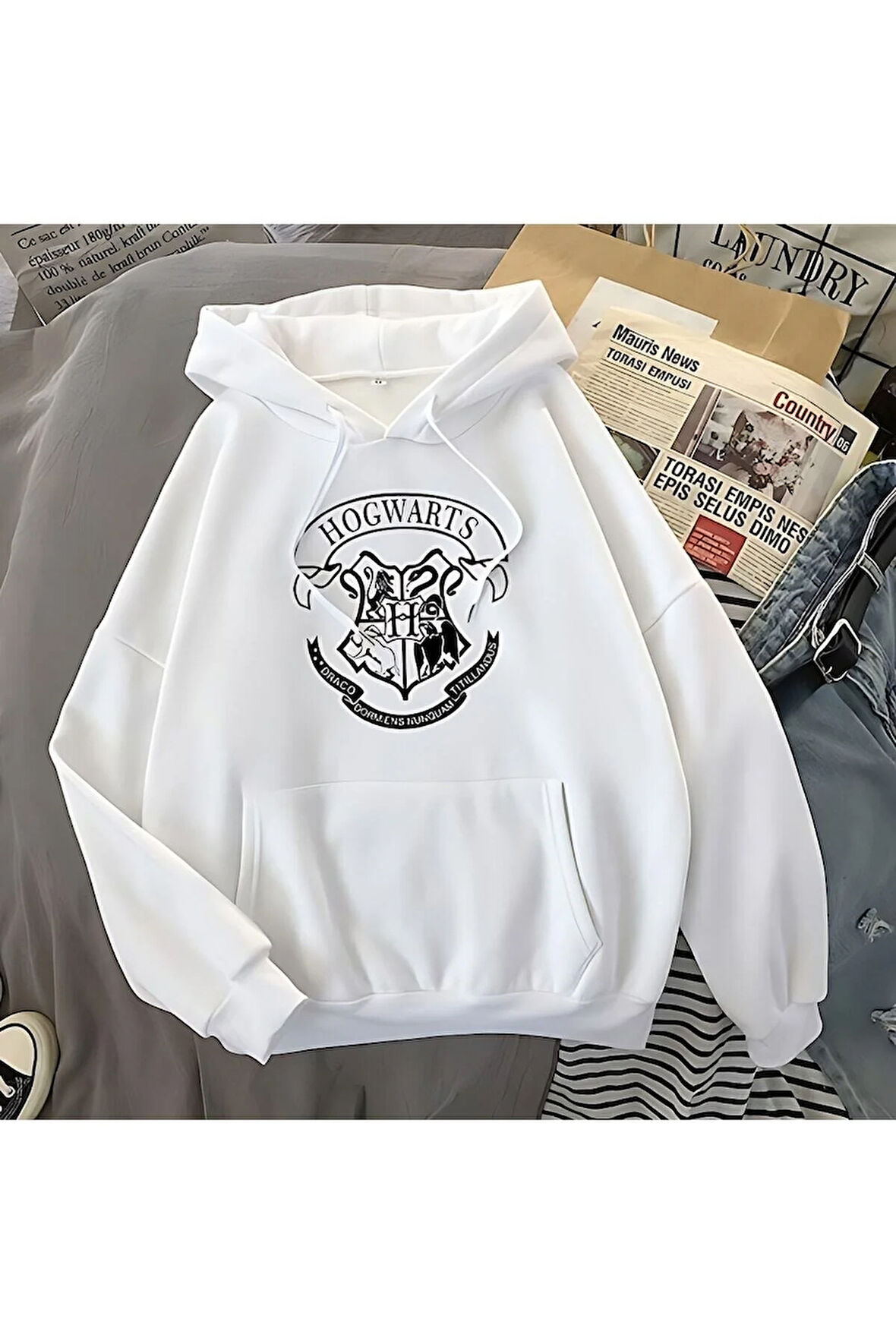 Harry Potter Hogwarts Baskılı Sweatshirt Üç İplik