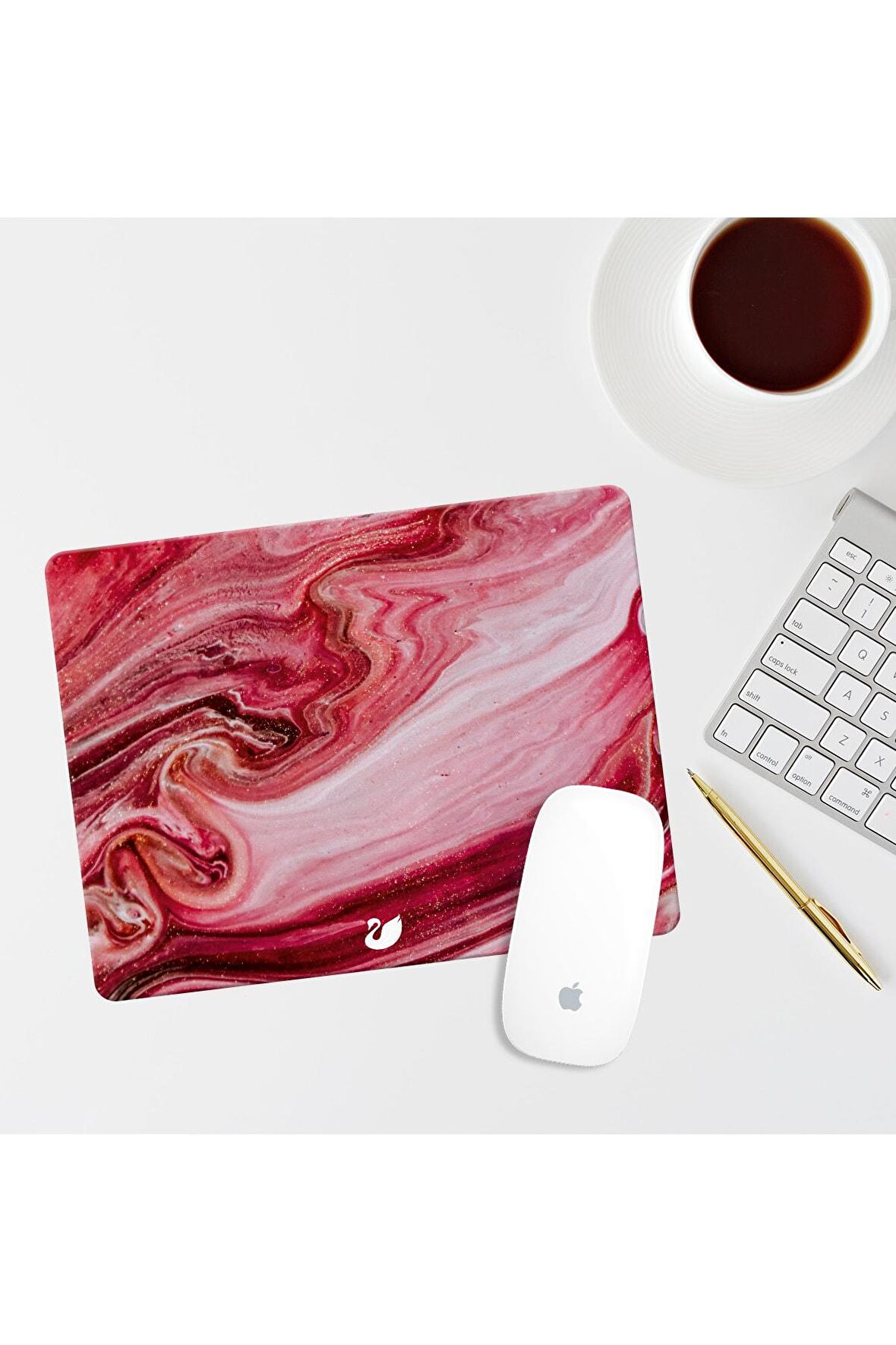 Kırmızı Mermer Desenli Dikdörtgen Mouse Pad Mouse Altlığı