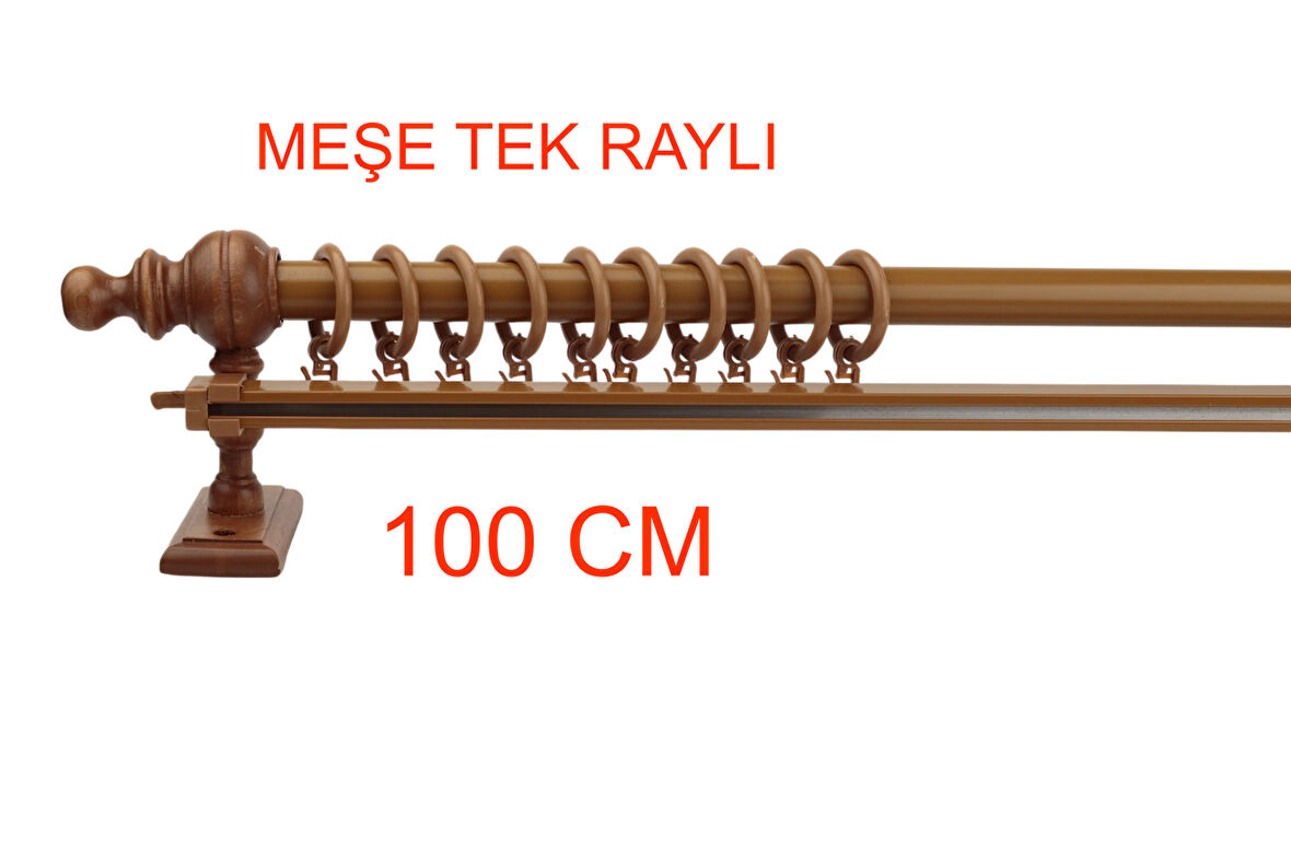 Meşe Tek Raylı Ahşap Rustik Perde Askısı Rustik Borusu